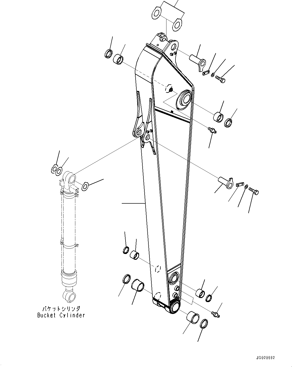 Excavators Komatsu / HB215LC-1M0 S/N 10001-UP(0000740C) / Arm, Arm and Pin (#10001-)(T014001 : T1200-054001)