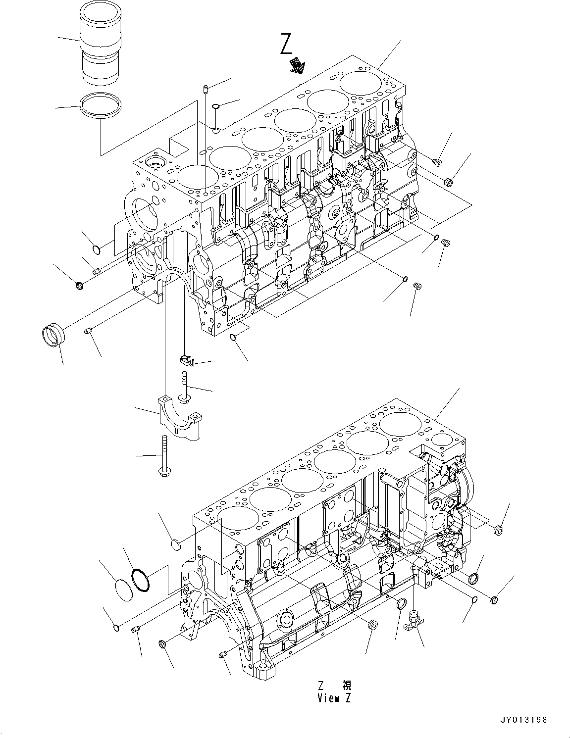 Engines Komatsu / SAA6D114E-3F S/N 26866736-UP (For PC300-8M0/PC300LC-8M0/PC350-8M0/PC350LC-8M0/PC390LC-8M0)(0000744C) / Cylinder Block (#26866736-)(B013001 : A2019-001001)