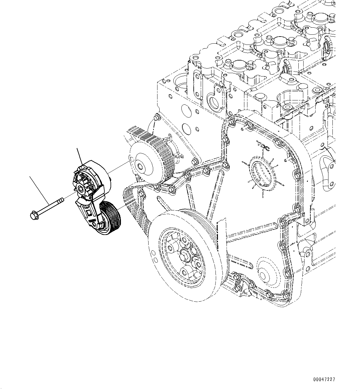 Engines Komatsu / SAA6D114E-3F S/N 26866736-UP (For PC300-8M0/PC300LC-8M0/PC350-8M0/PC350LC-8M0/PC390LC-8M0)(0000744C) / Cooling Fan Belt Tensioner (#26866736-)(E005001 : AWP20-001001)