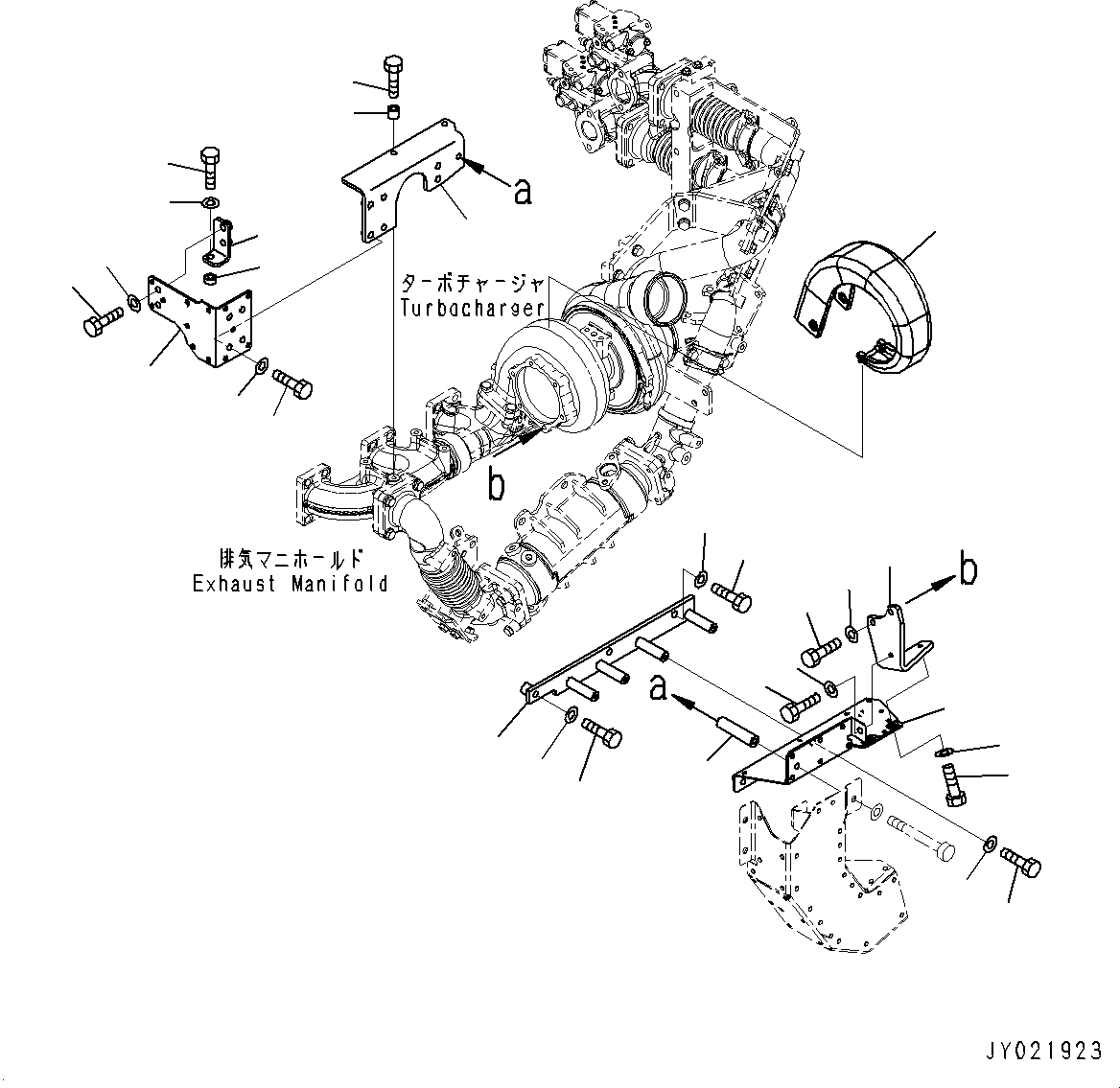 Engines Komatsu / SAA6D140E-5J S/N 535703-UP (For HM400-3M0)(0000749C) / Heat Shield, Turbocharger and Exhaust Manifold (#535703-)(A008001 : A1570-002001)