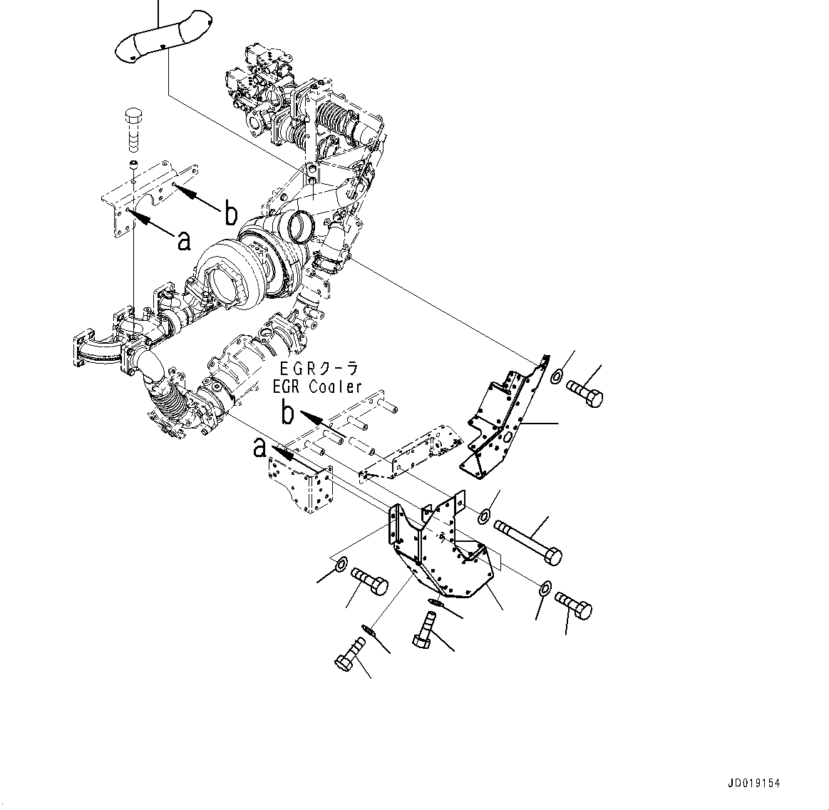 Engines Komatsu / SAA6D140E-5J S/N 535703-UP (For HM400-3M0)(0000749C) / Heat Shield, EGR Piping and Cooler (#535703-)(A008002 : A1570-002002)