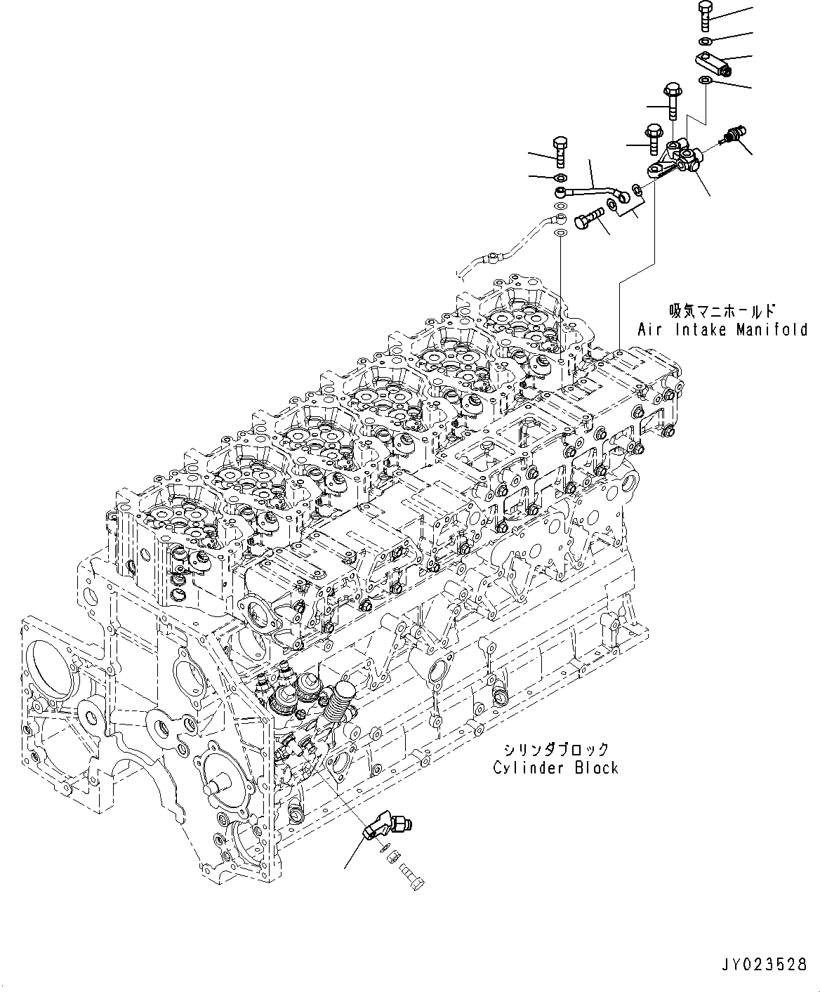 Engines Komatsu / SAA6D140E-5J S/N 535703-UP (For HM400-3M0)(0000749C) / Fuel Supply Pump Bracket and Piping, Lubricating Oil Piping (#535703-)(D007001 : A4030-001001)