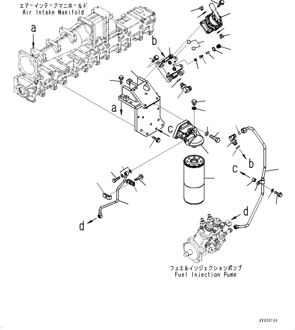 Engines Komatsu / SAA6D140E-5J S/N 535703-UP (For HM400-3M0)(0000749C) / Fuel Supply Pump Bracket and Piping, Fuel Piping (#535703-)(D007002 : A4030-001002)