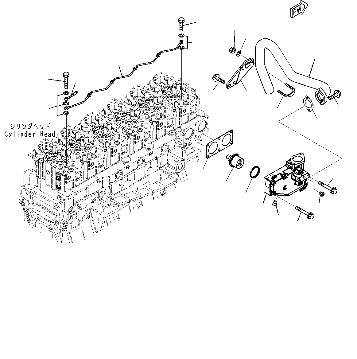 Engines Komatsu / SAA6D140E-5J S/N 535703-UP (For HM400-3M0)(0000749C) / Water Pump, Air Vent and Thermostat (#535703-)(E001001 : A5010-001001)