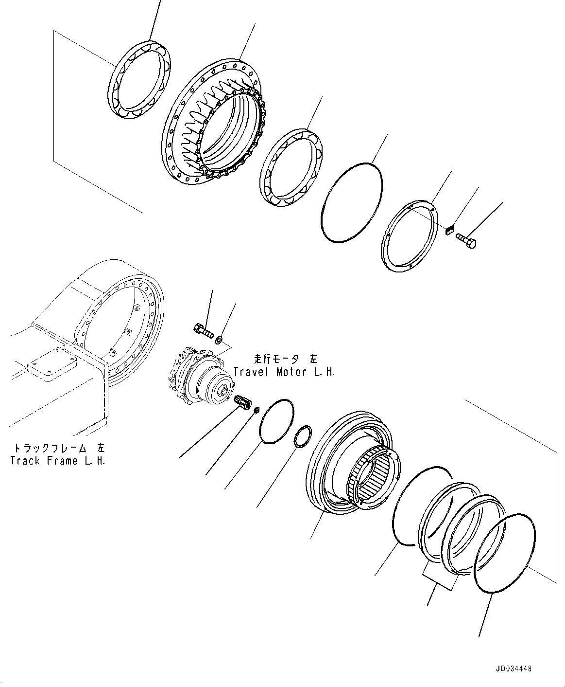 Excavators Komatsu / PC800SE-8R1 S/N 70001-UP(0000751C) / Track Frame, Shaft and Hub, L.H. (#70001-)(R009012 : R1120-002012)