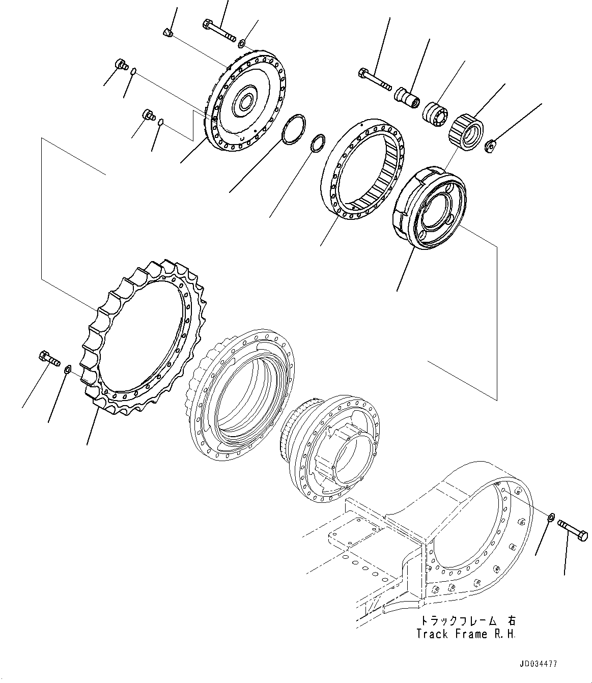 Excavators Komatsu / PC800SE-8R1 S/N 70001-UP(0000751C) / Track Frame, 3rd Carrier and Sprocket, R.H. (#70001-)(R009028 : R1120-002028)