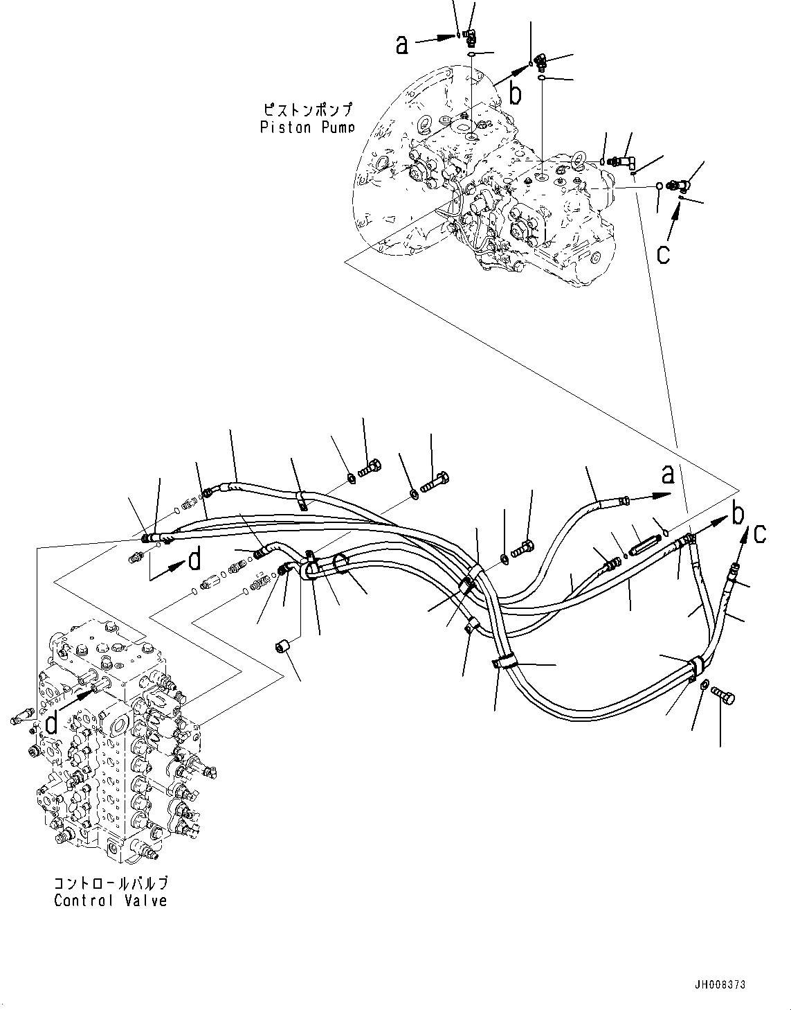 Excavators Komatsu / PC350LC-8M0 S/N 80001-UP(0000758C) / Arm and Bucket Piping (#80001-)(H021001 : H1220-008001)
