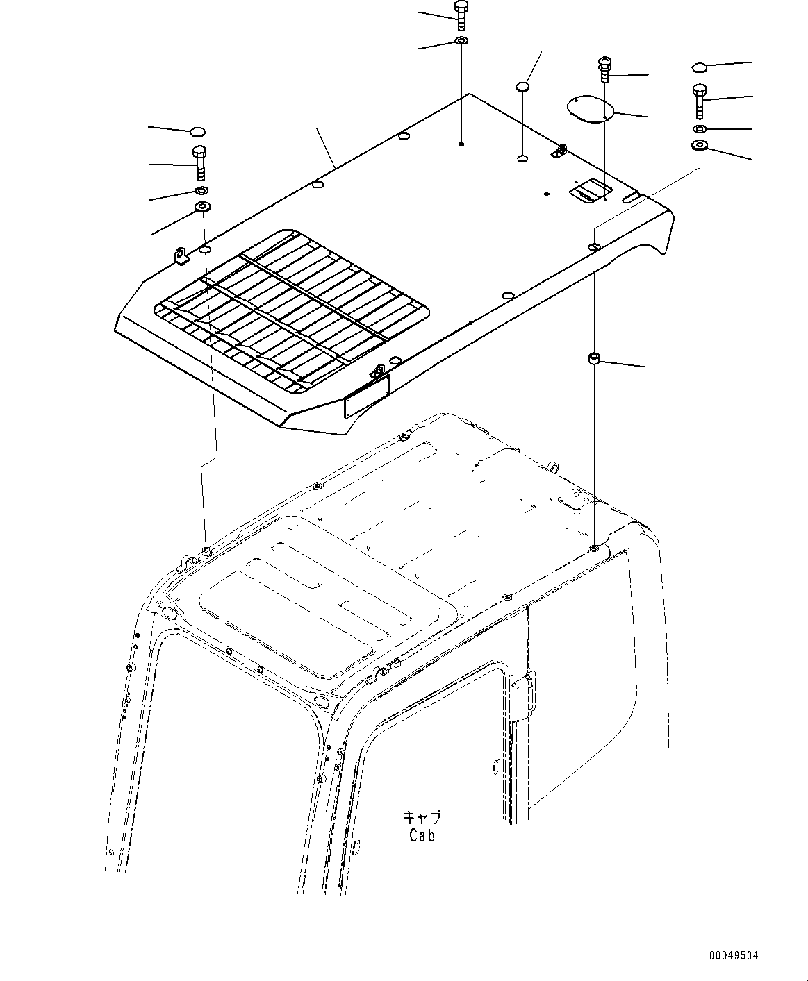 Excavators Komatsu / PC350LC-8M0 S/N 80001-UP(0000758C) / Top Guard (#80001-80220)(K007001 : K0220-006001)