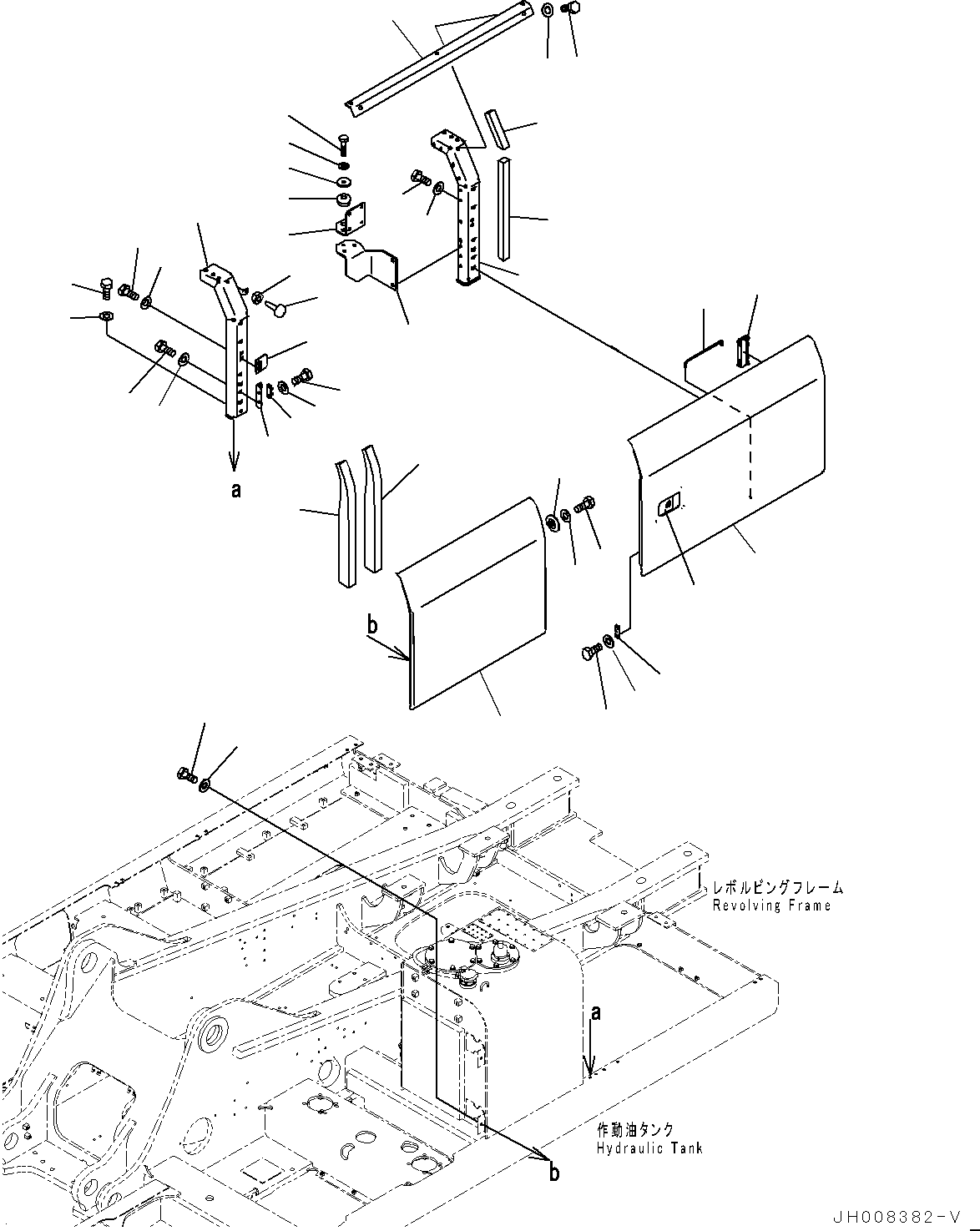 Excavators Komatsu / PC350LC-8M0 S/N 80001-UP(0000758C) / Side Cover L.H. (#80001-)(M003001 : M1130-003001)