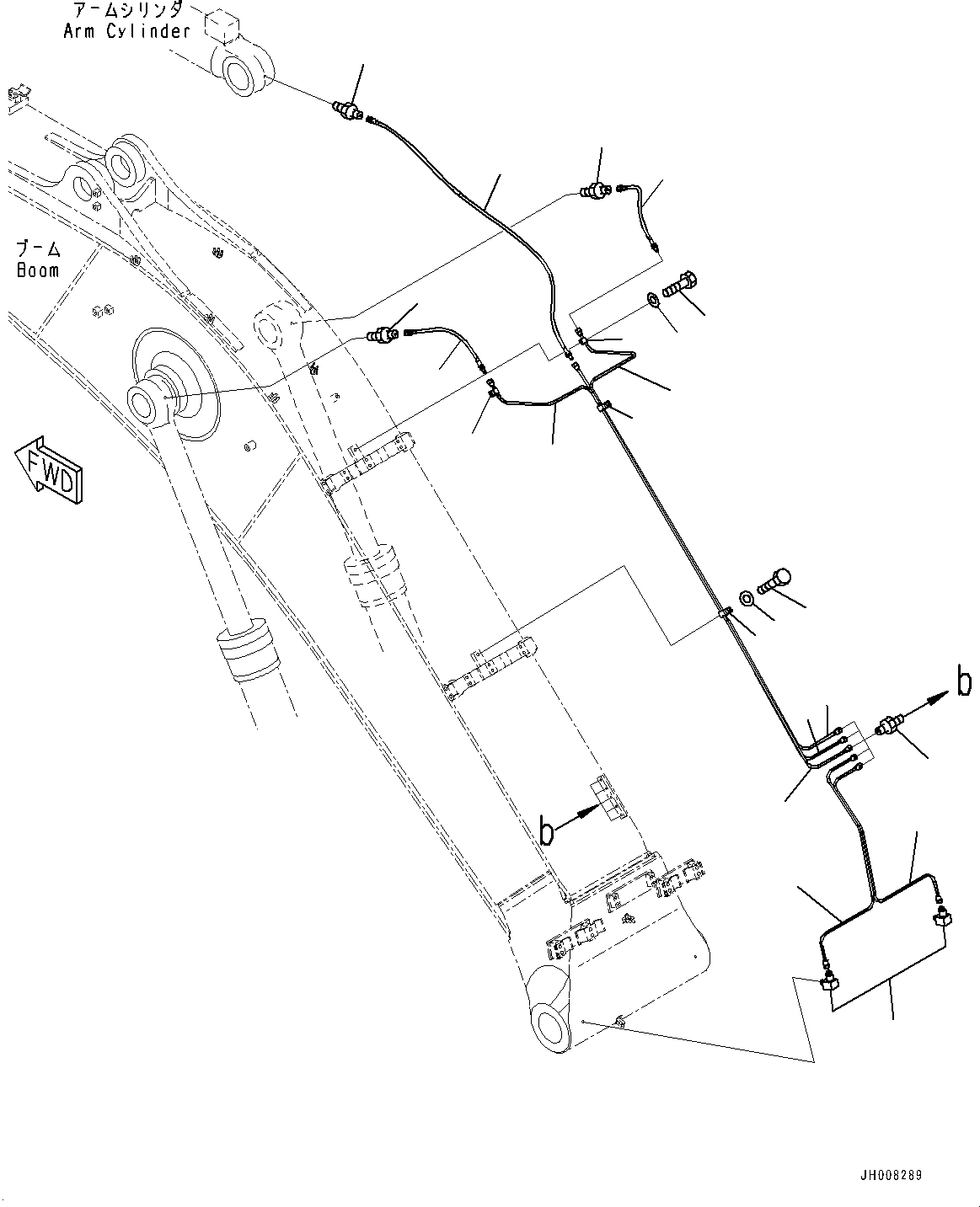 Excavators Komatsu / PC350LC-8M0 S/N 80001-UP(0000758C) / Boom, Lubrication Piping (#80001-)(T005003 : T1110-030003)