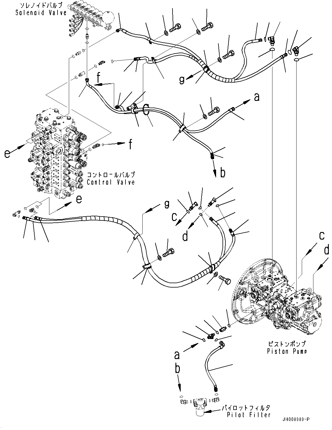 Excavators Komatsu / PC350LC-8M0 S/N 80001-UP(0000758C) / LS Piping (#80001-)(H031001 : H1810-005001)