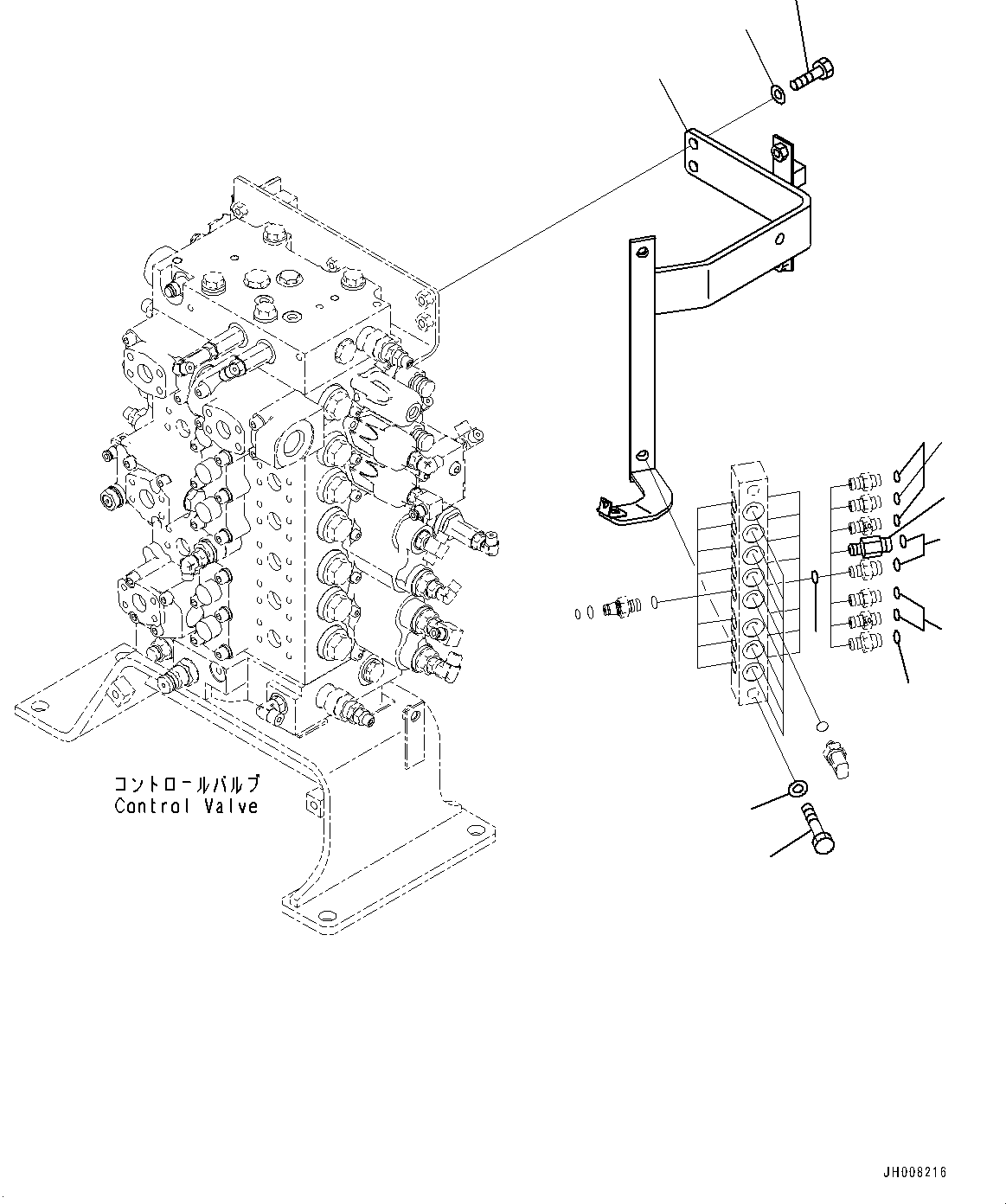 Excavators Komatsu / PC350LC-8M0 S/N 80001-UP(0000758C) / Pressure Switch Block, Bracket (#80001-)(H035003 : H1833-005003)