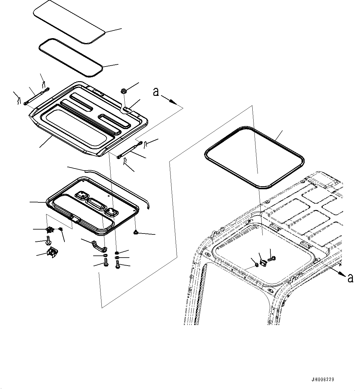 Excavators Komatsu / PC350LC-8M0 S/N 80001-UP(0000758C) / Cab, Roof Window (#80001-80162)(K027004 : K1110-059004)
