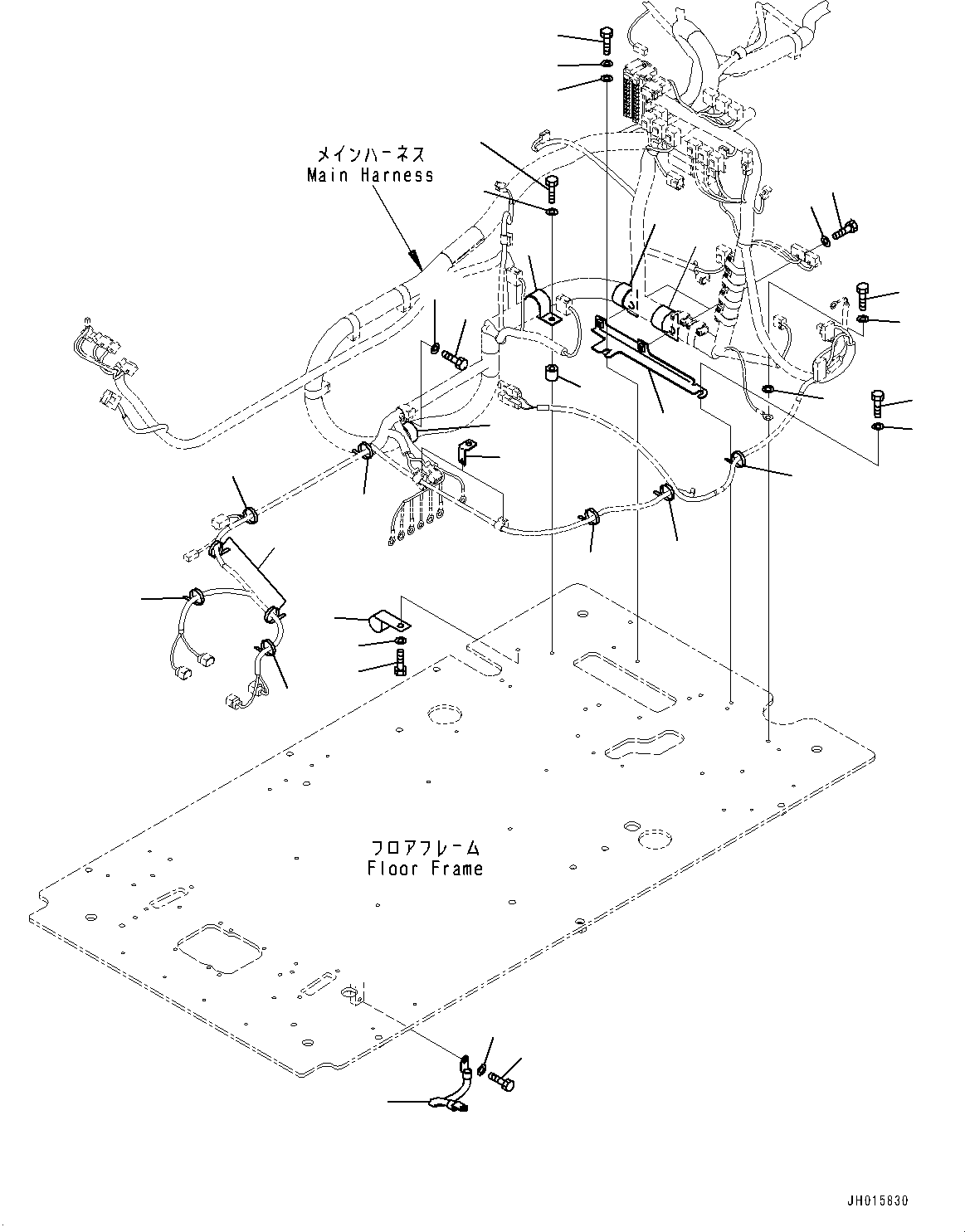 Excavators Komatsu / PC350LC-8M0 S/N 80001-UP(0000758C) / Cab, Floor, Wiring Harness Clamp and Ground (#80005-80162)(K025034 : K1110-058033A)