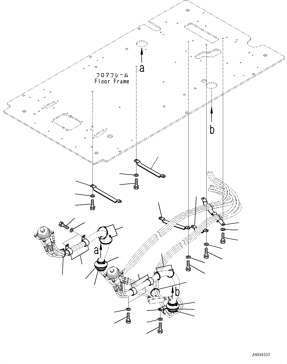 Excavators Komatsu / PC350LC-8M0 S/N 80001-UP(0000758C) / Cab, Floor, Piping Mounting (#80001-)(K032059 : K1110-063057)