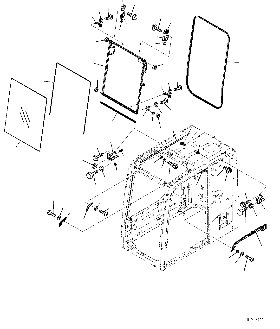 Excavators Komatsu / PC350LC-8M0 S/N 80001-UP(0000758C) / Cab, Front Window (#80001-)(K032002 : K1110-063002)