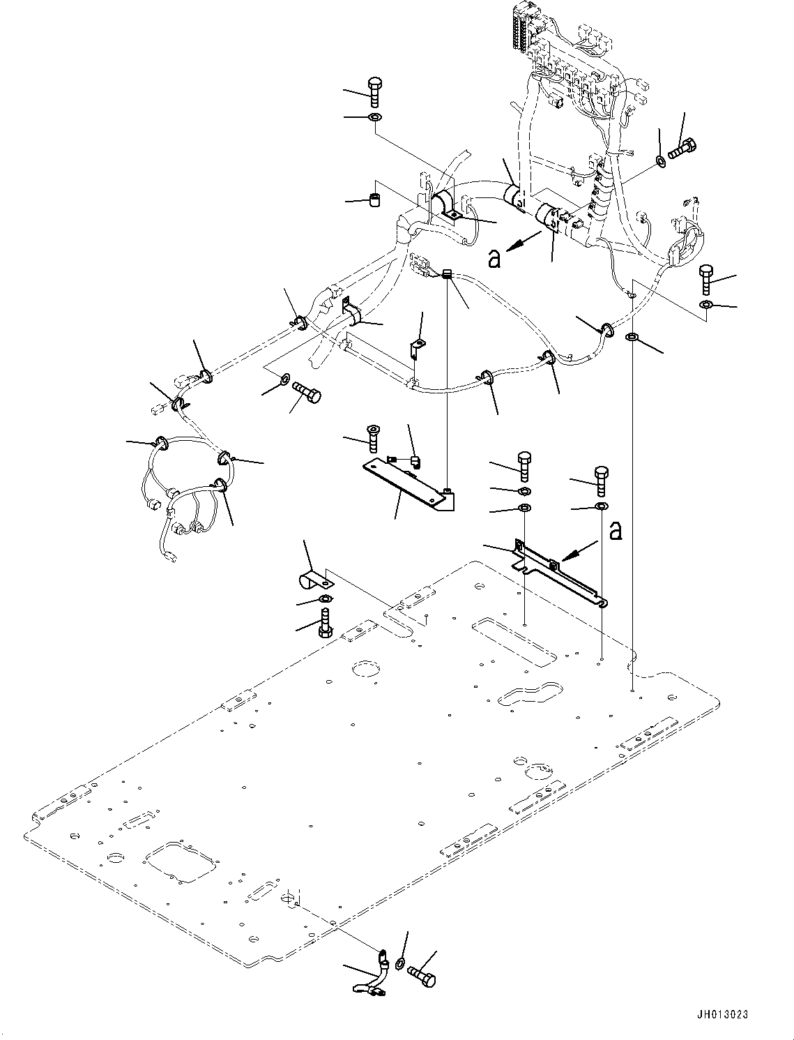 Excavators Komatsu / PC350LC-8M0 S/N 80001-UP(0000758C) / Cab, Floor, Wiring Harness Clamp and Ground (#80001-80382)(K032037 : K1110-063036)