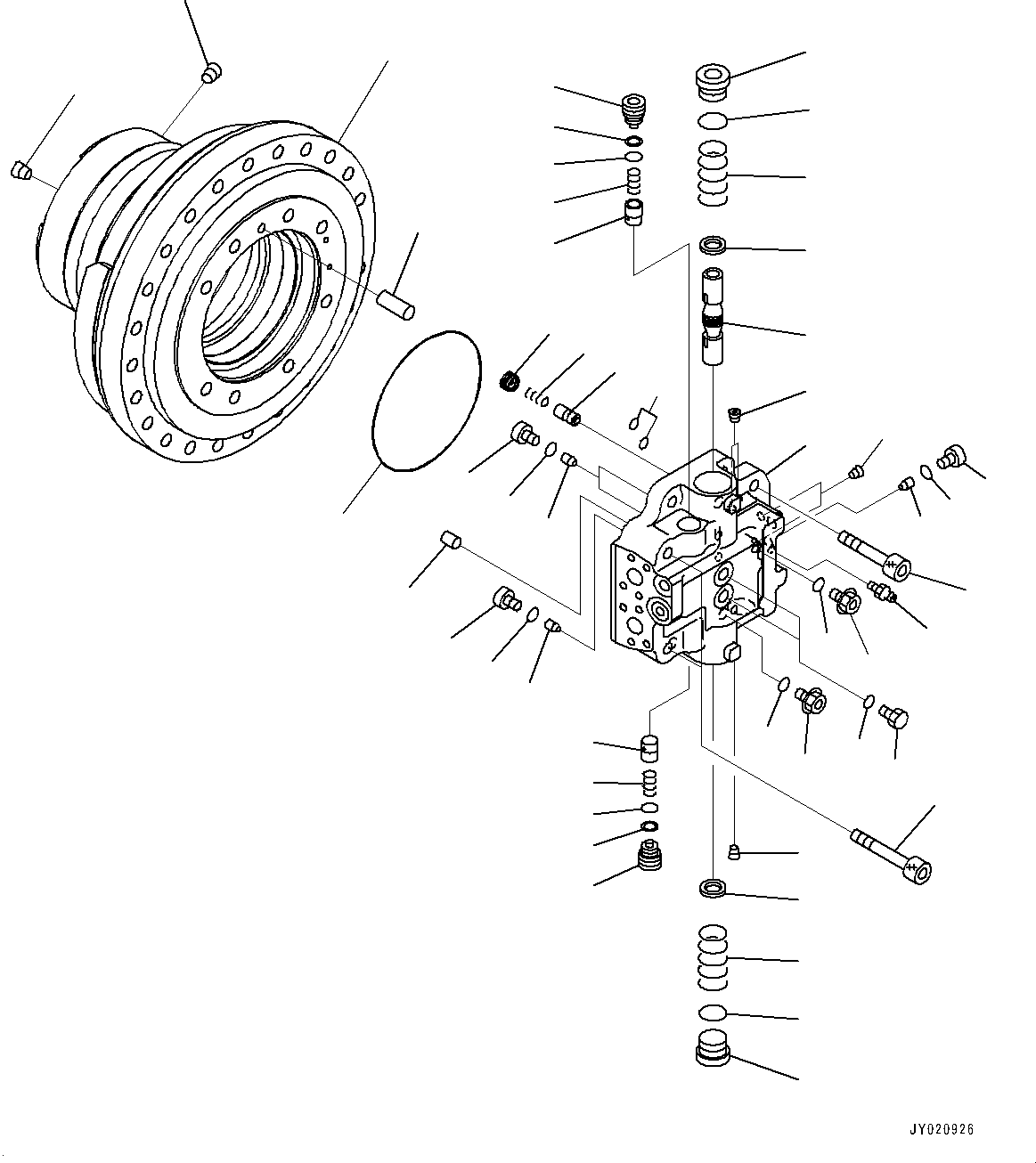 Excavators Komatsu / PC350LC-8M0 S/N 80001-UP(0000758C) / Travel Motor and Final Drive, Travel Motor, L.H. (1/3) (#80001-)(P004001 : P1210-007001)