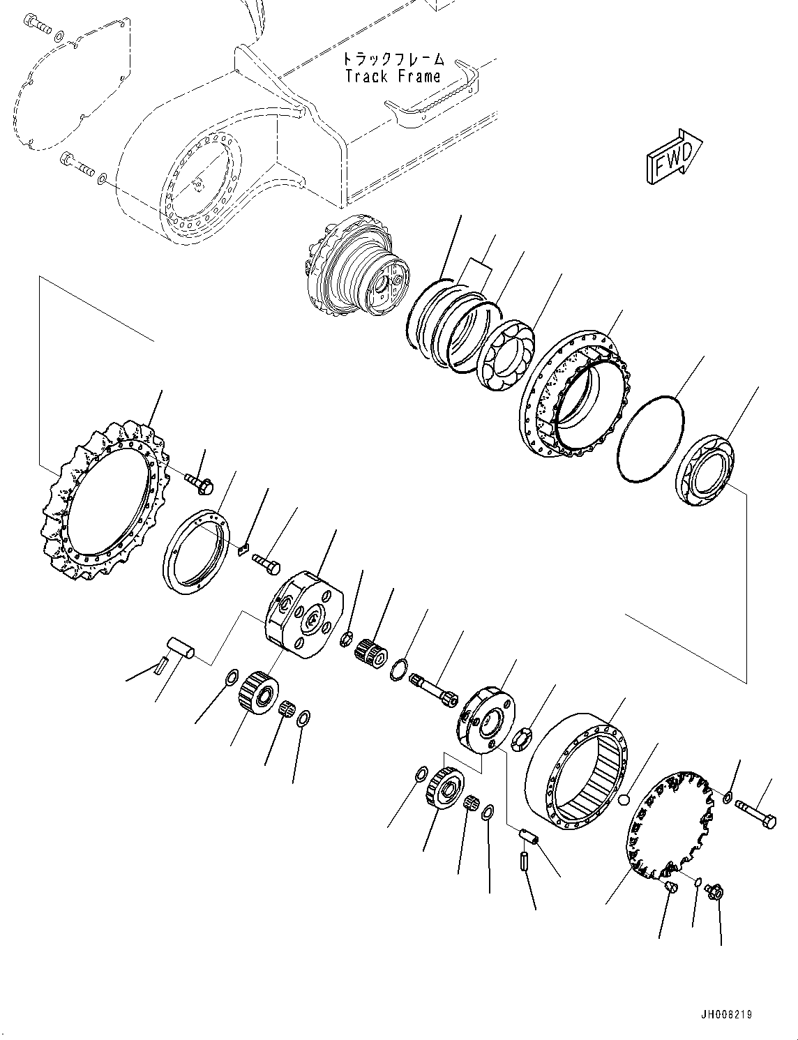 Excavators Komatsu / PC350LC-8M0 S/N 80001-UP(0000758C) / Travel Motor and Final Drive, Carrier, R.H. (#80001-)(P004008 : P1210-007008)