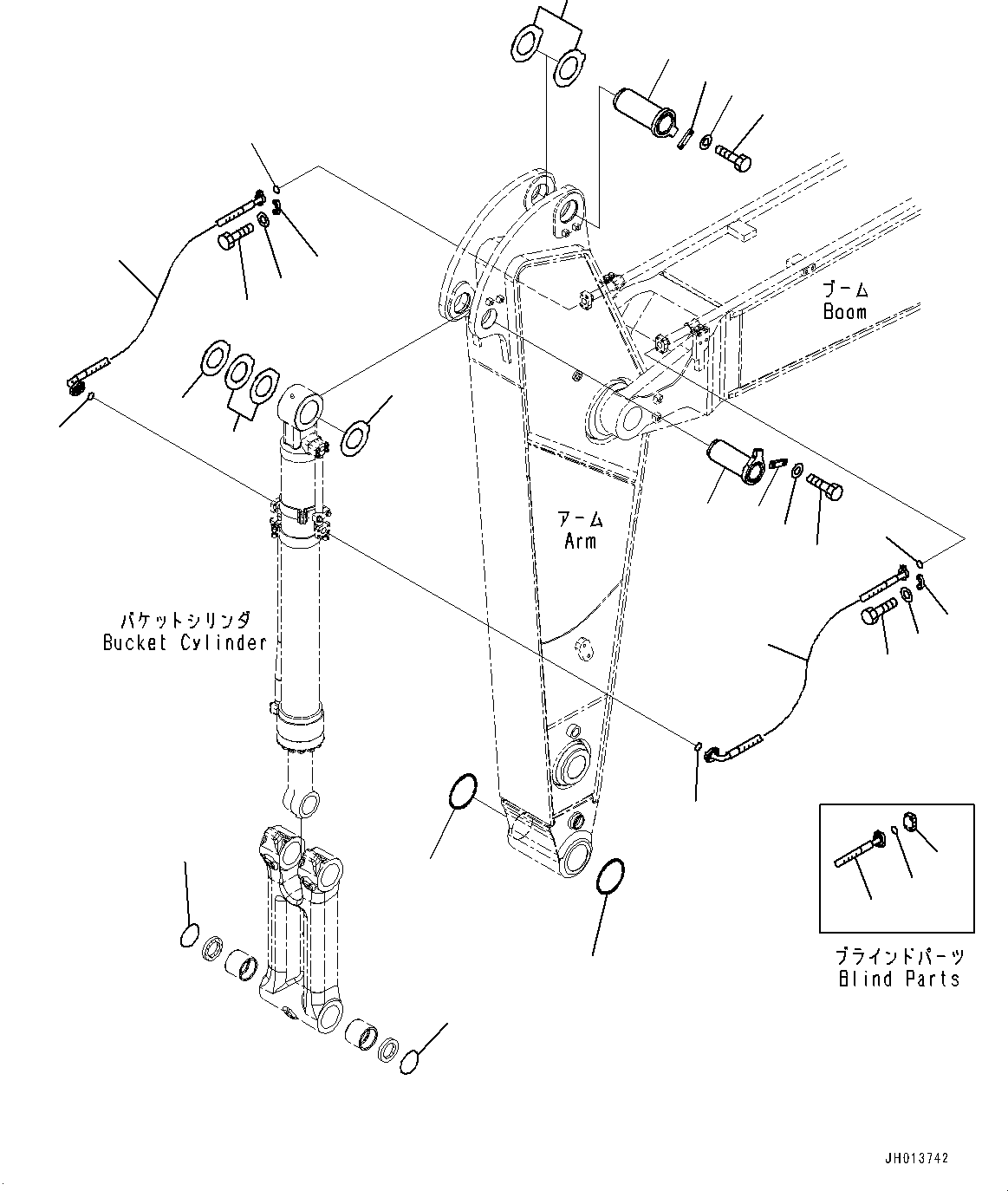 Excavators Komatsu / PC350LC-8M0 S/N 80001-UP(0000758C) / Arm, Bucket Cylinder Hose and Pin (#80001-)(T017005 : T1200-045004)