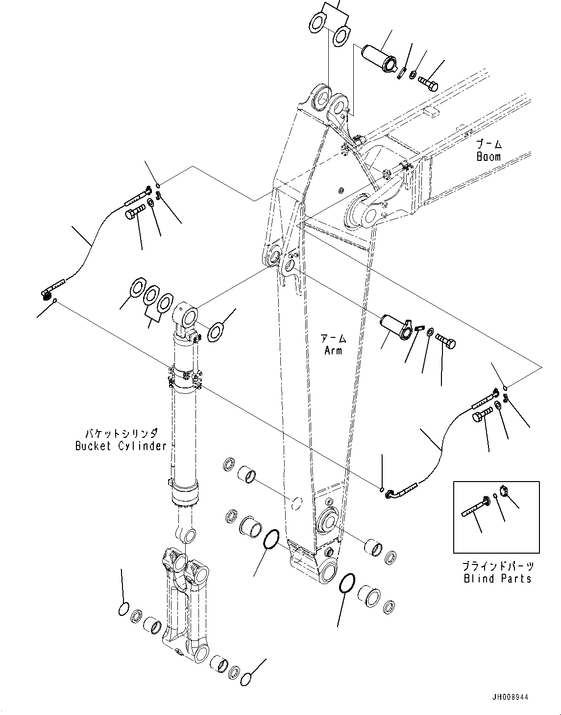 Excavators Komatsu / PC350LC-8M0 S/N 80001-UP(0000758C) / Arm, Bucket Cylinder Hose and Pin (#80005-)(T021005 : T1200-048004)