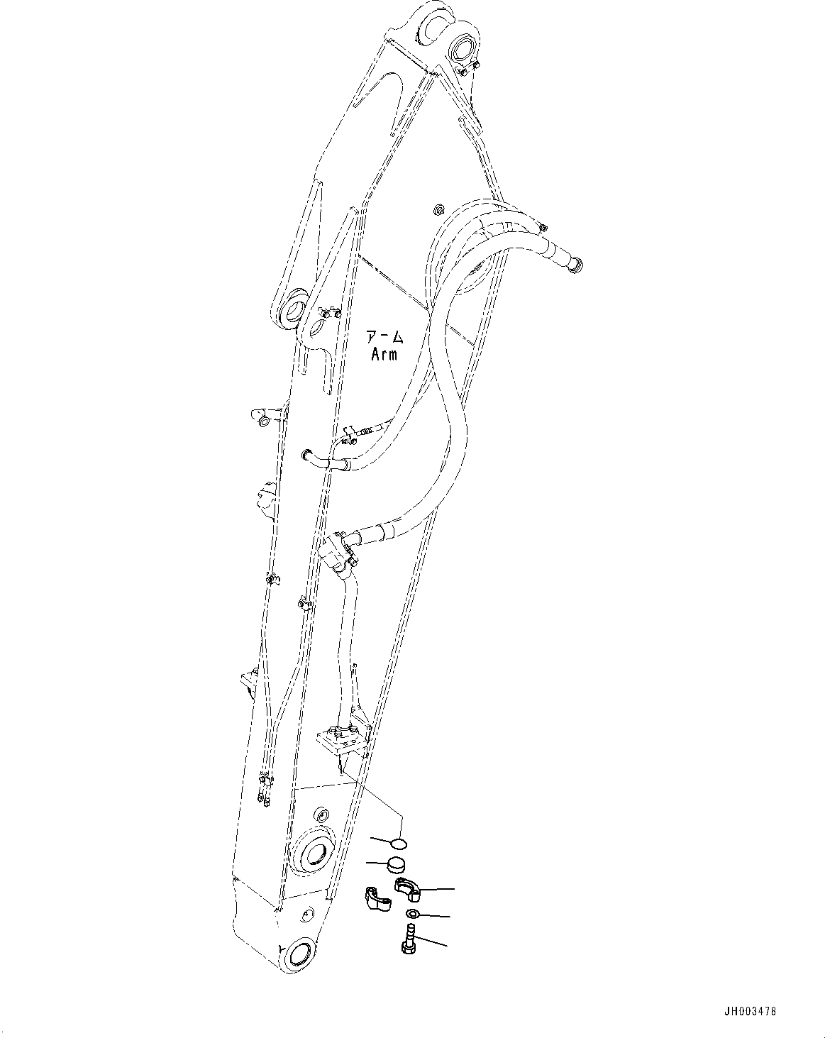 Excavators Komatsu / PC350LC-8M0 S/N 80001-UP(0000758C) / Arm, Blind Parts (#80001-)(T023006 : T1200-044006)