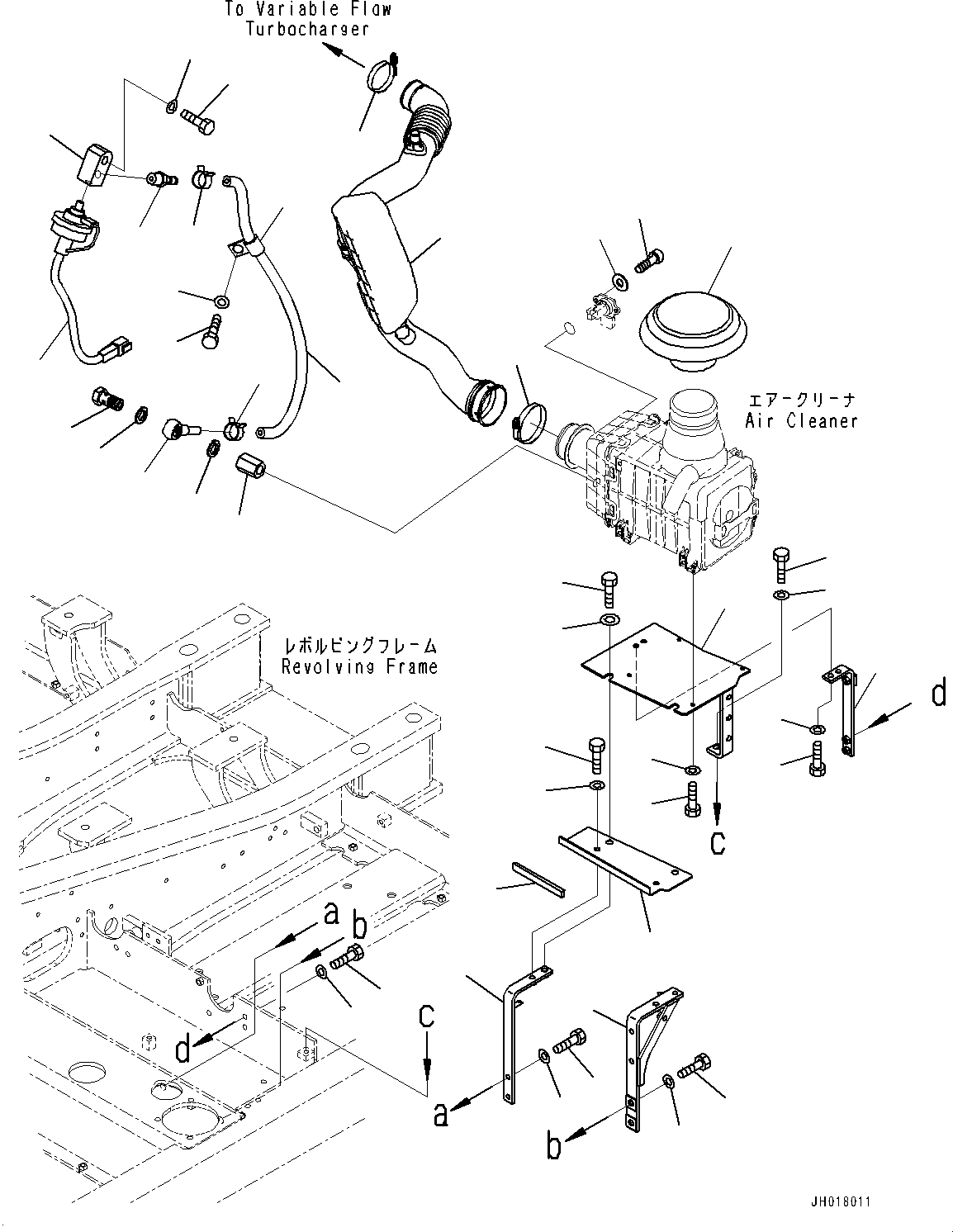 Komatsu parts book diagram for PC170LC-10 S/N 30001-UP: AIR INTAKE PIPING, AIR CLEANER MOUNTING (#30001-)