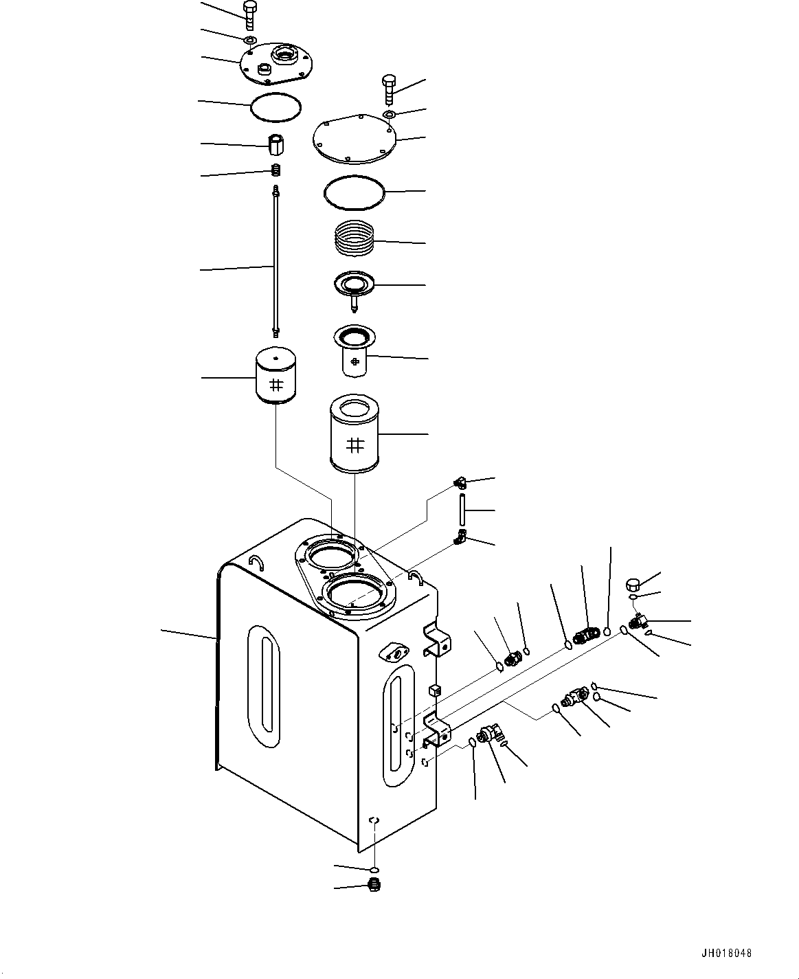 Komatsu parts book diagram for PC170LC-10 S/N 30001-UP: HYDRAULIC TANK, (1/2) (#30906-)