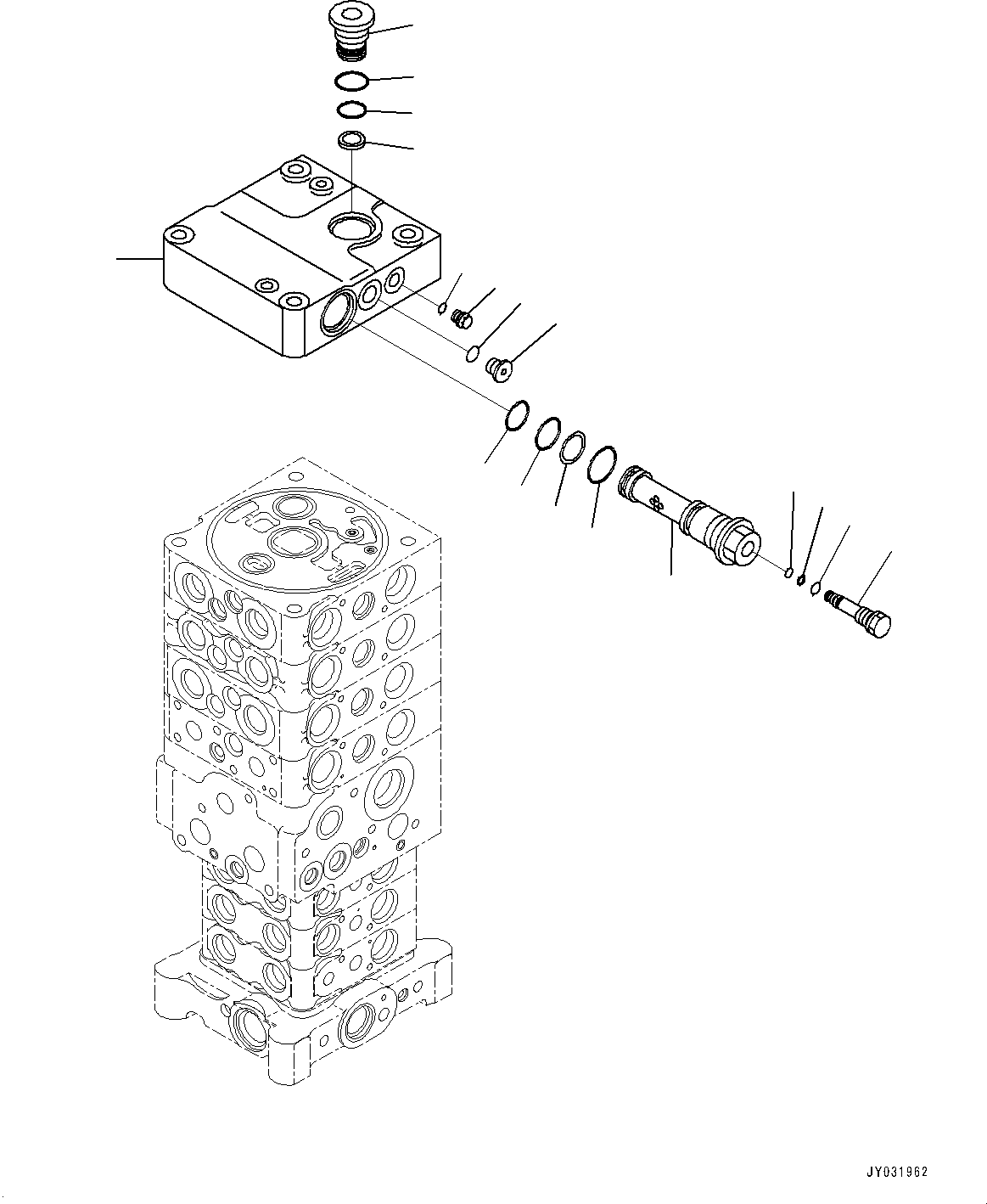 Komatsu parts book diagram for PC170LC-10 S/N 30001-UP: CONTROL VALVE, INNER PARTS (1/27) (#30001-)