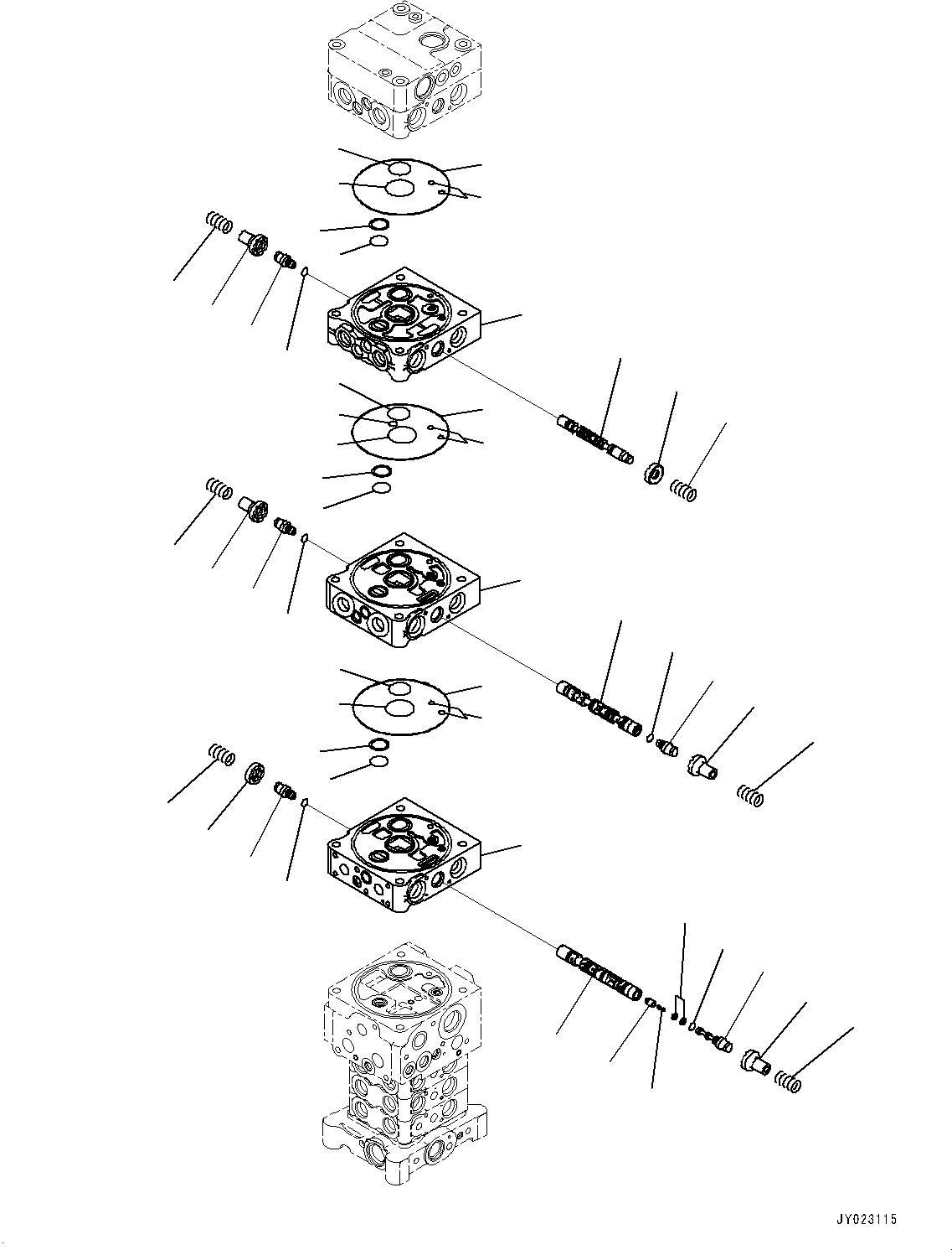 Komatsu parts book diagram for PC170LC-10 S/N 30001-UP: CONTROL VALVE, INNER PARTS (2/27) (#30001-)