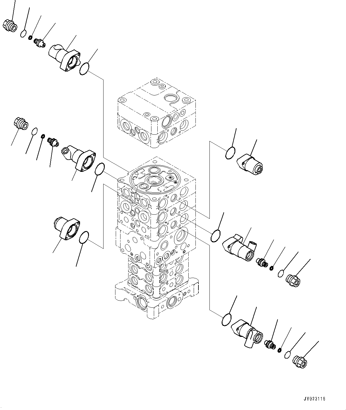 Komatsu parts book diagram for PC170LC-10 S/N 30001-UP: CONTROL VALVE, INNER PARTS (3/27) (#30001-)