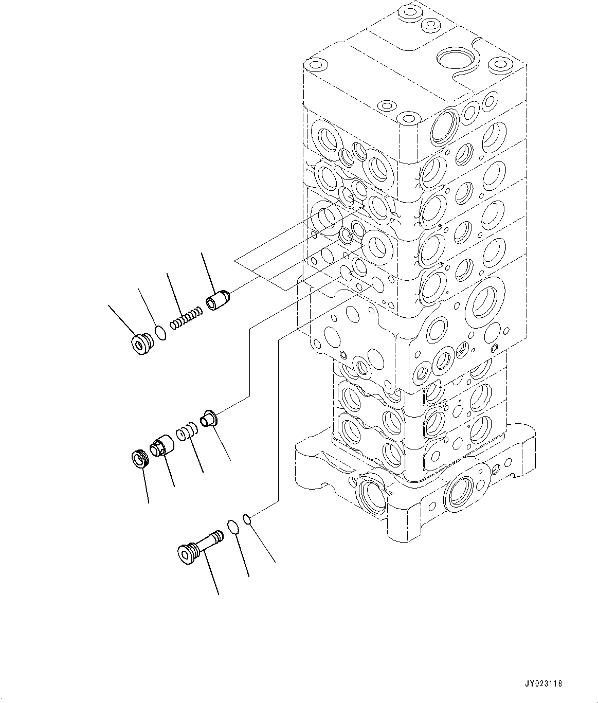 Komatsu parts book diagram for PC170LC-10 S/N 30001-UP: CONTROL VALVE, INNER PARTS (5/27) (#30001-)