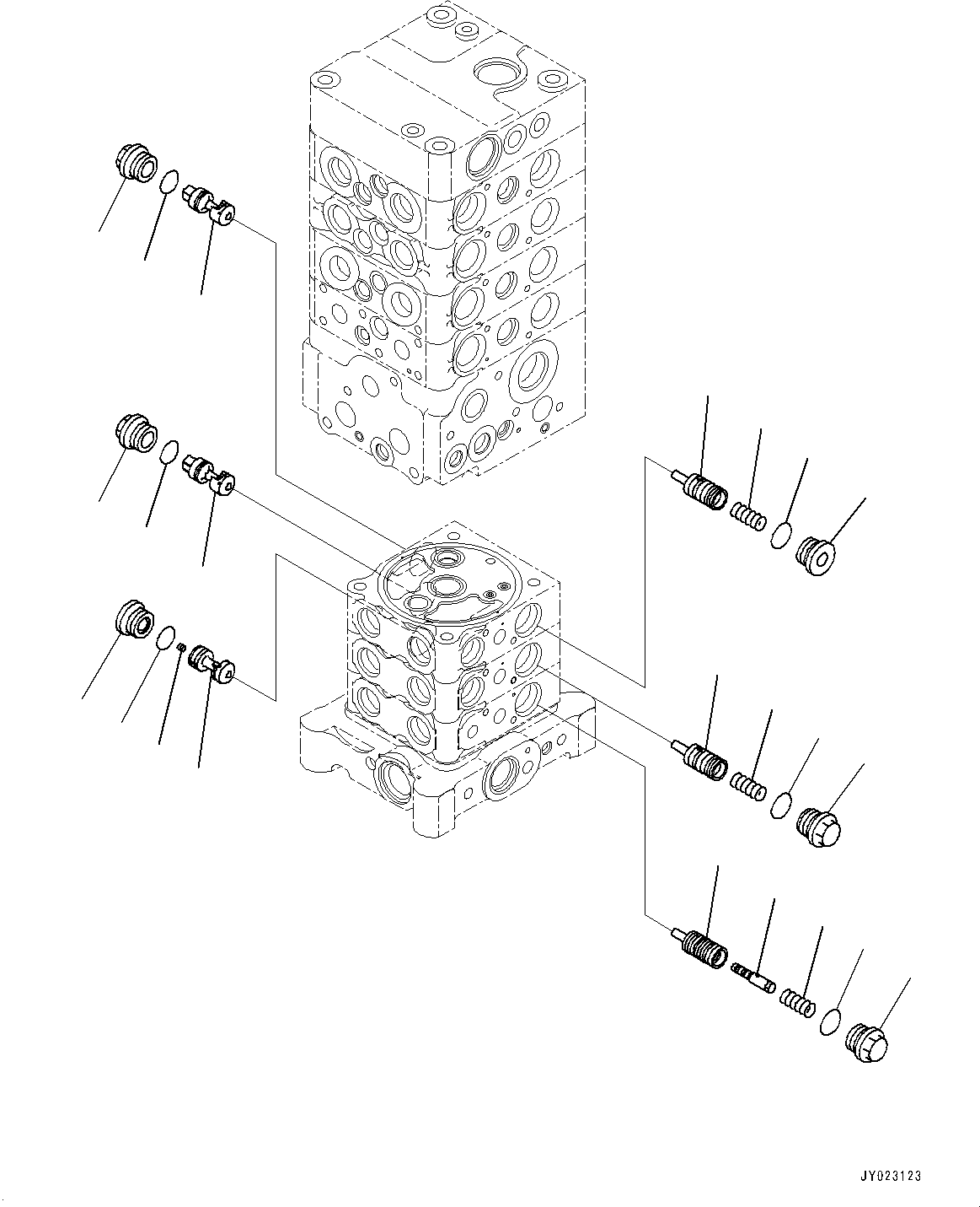 Komatsu parts book diagram for PC170LC-10 S/N 30001-UP: CONTROL VALVE, INNER PARTS (11/27) (#30001-)