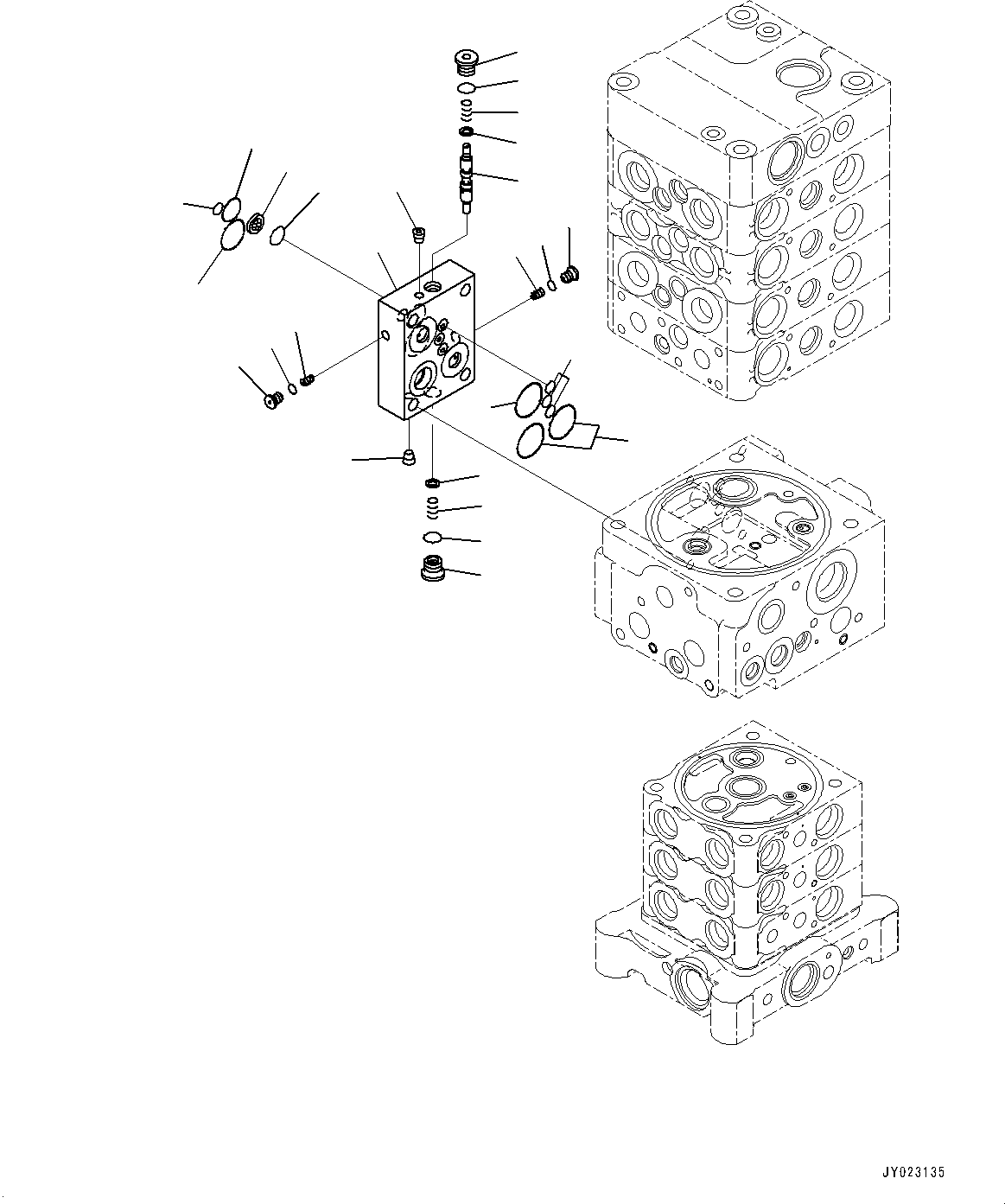 Komatsu parts book diagram for PC170LC-10 S/N 30001-UP: CONTROL VALVE, INNER PARTS (23/27) (#30001-)