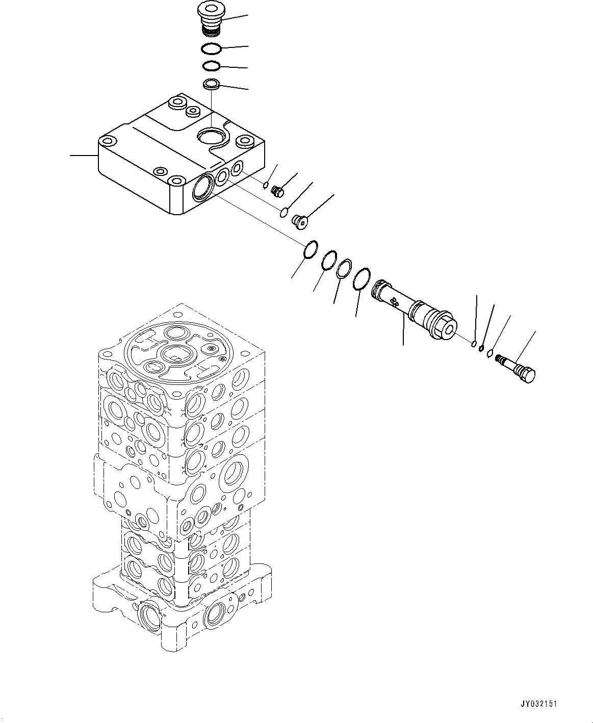 Komatsu parts book diagram for PC170LC-10 S/N 30001-UP: CONTROL VALVE, INNER PARTS (1/26) (#30001-)