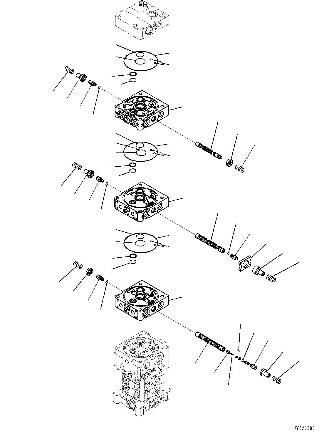 Komatsu parts book diagram for PC170LC-10 S/N 30001-UP: CONTROL VALVE, INNER PARTS (2/26) (#30001-)