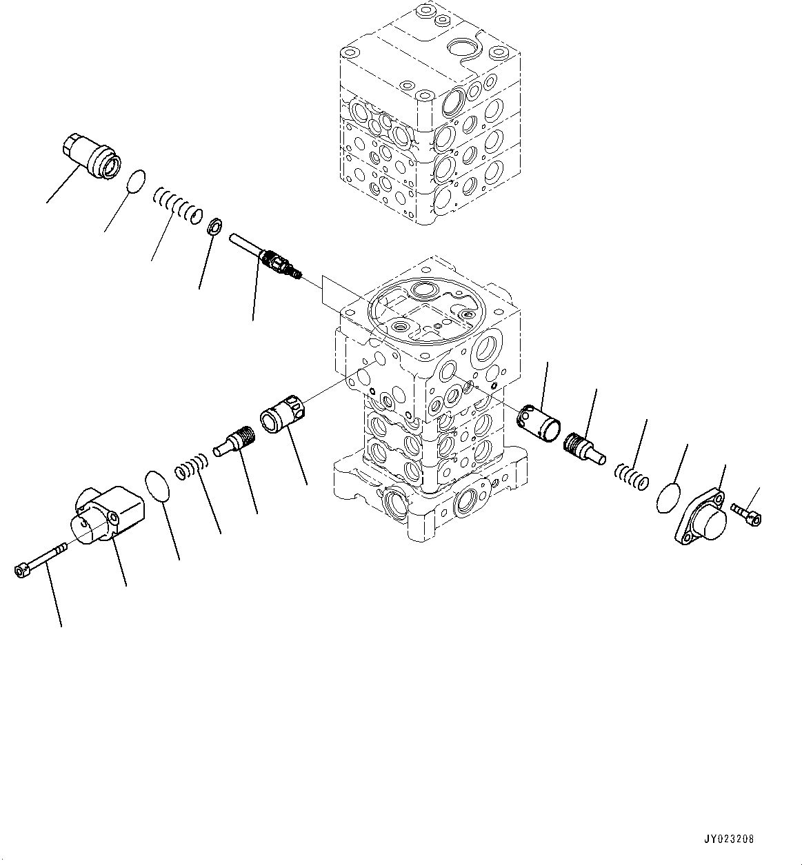 Komatsu parts book diagram for PC170LC-10 S/N 30001-UP: CONTROL VALVE, INNER PARTS (7/26) (#30001-)