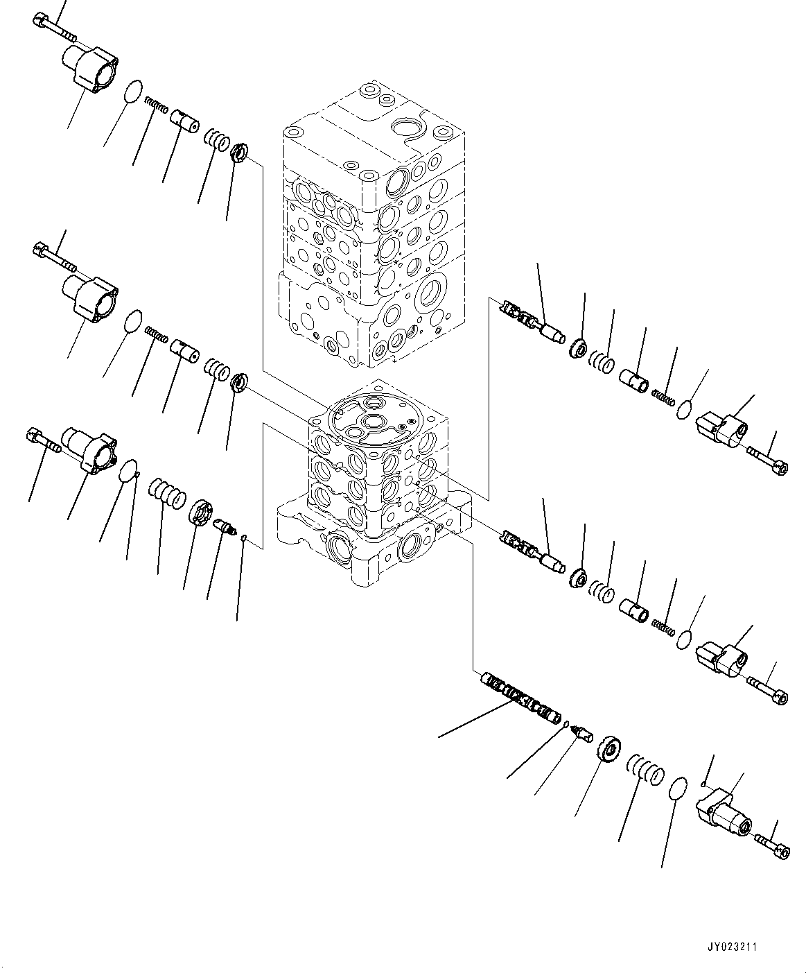 Komatsu parts book diagram for PC170LC-10 S/N 30001-UP: CONTROL VALVE, INNER PARTS (10/26) (#30001-)