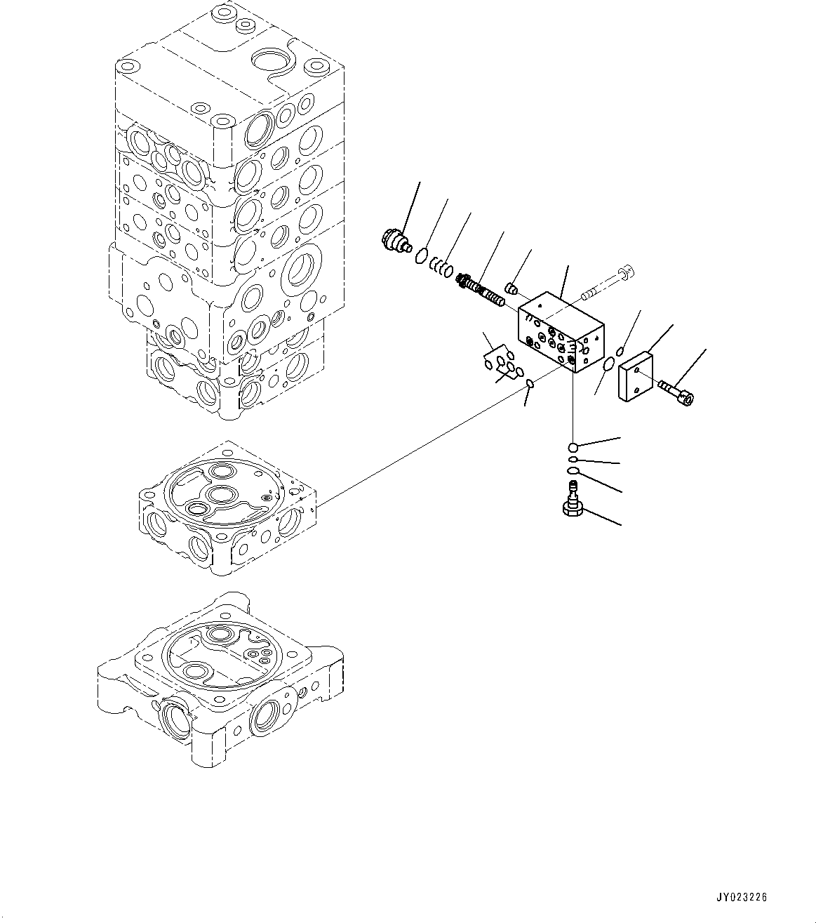 Komatsu parts book diagram for PC170LC-10 S/N 30001-UP: CONTROL VALVE, INNER PARTS (24/26) (#30001-)