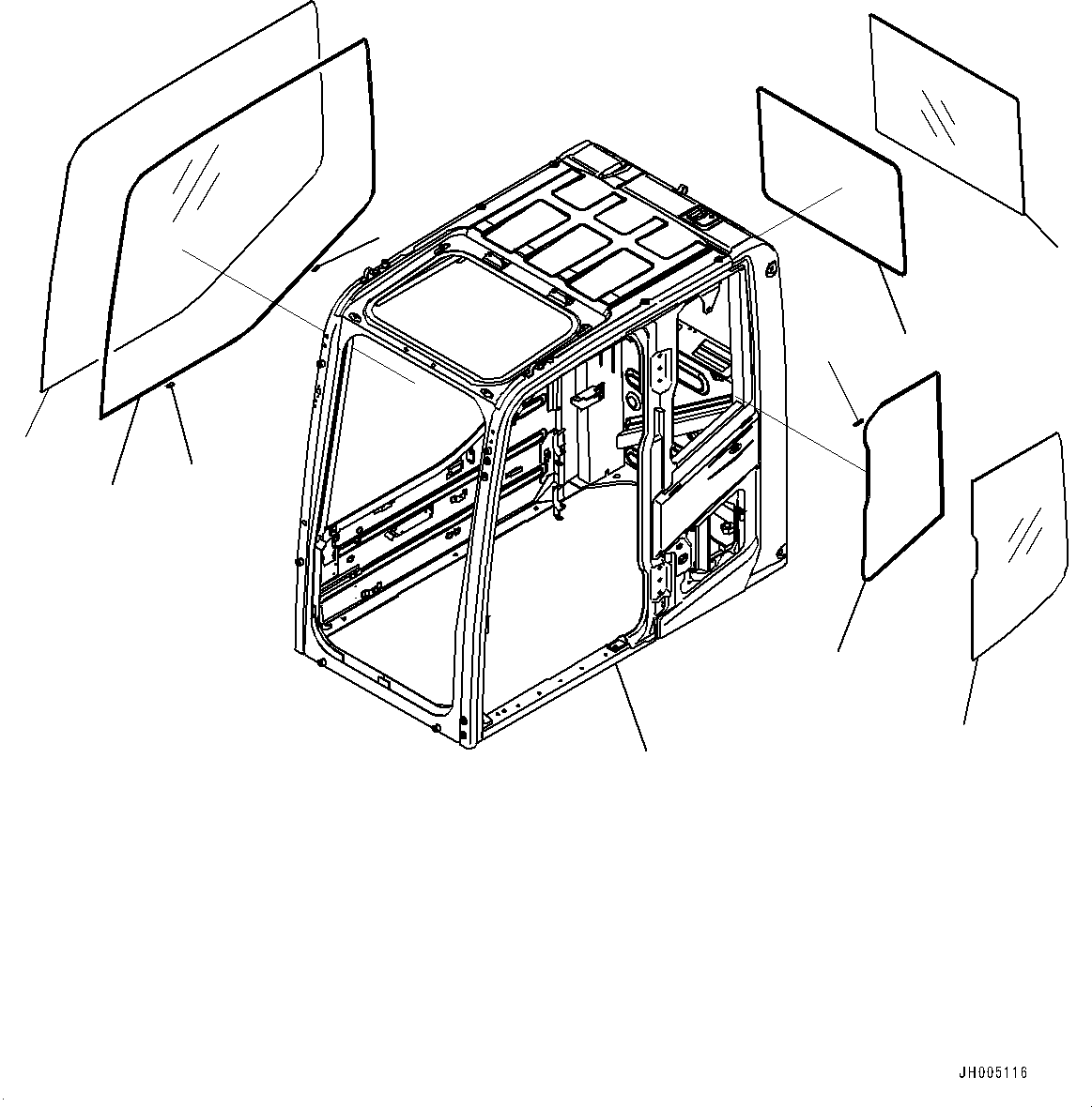 Komatsu parts book diagram for PC170LC-10 S/N 30001-UP: CAB, CAB BODY AND WINDOW (#30001-)