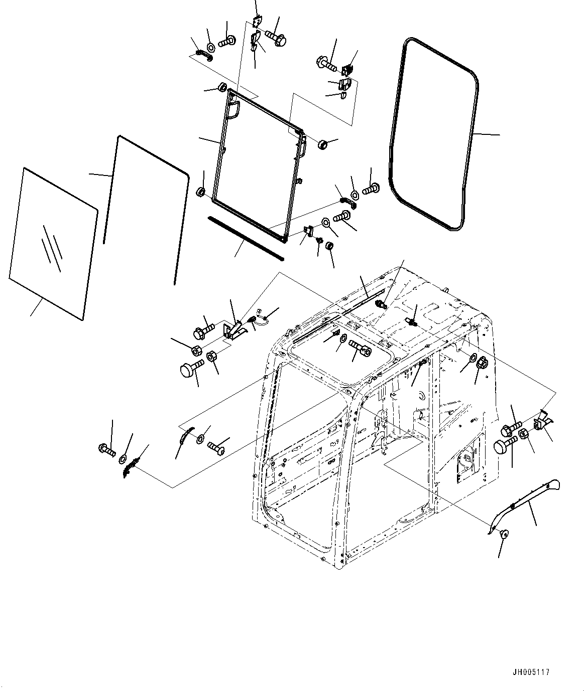 Komatsu parts book diagram for PC170LC-10 S/N 30001-UP: CAB, FRONT WINDOW (#30001-)