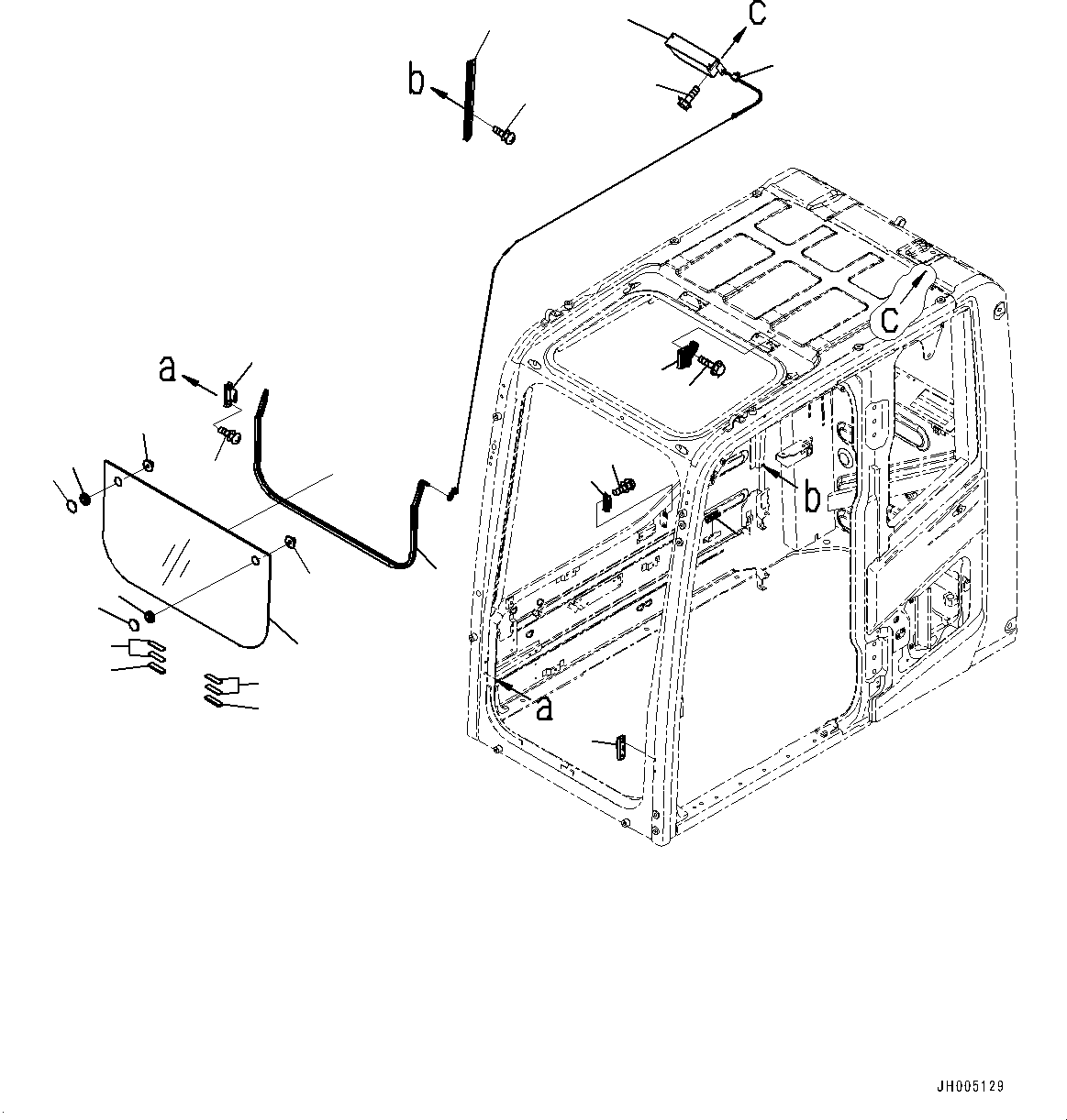 Komatsu parts book diagram for PC170LC-10 S/N 30001-UP: CAB, FRONT LOWER WINDOW (#30001-)
