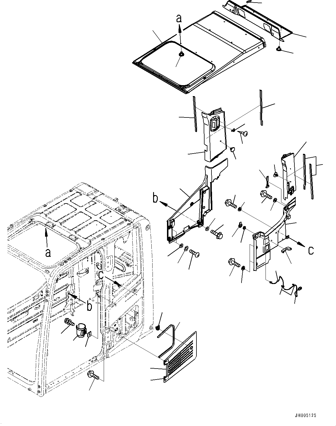 Komatsu parts book diagram for PC170LC-10 S/N 30001-UP: CAB, ROOF COVER, HANGER, DRINK HOLDER AND AIR INTAKE (#30001-30912)