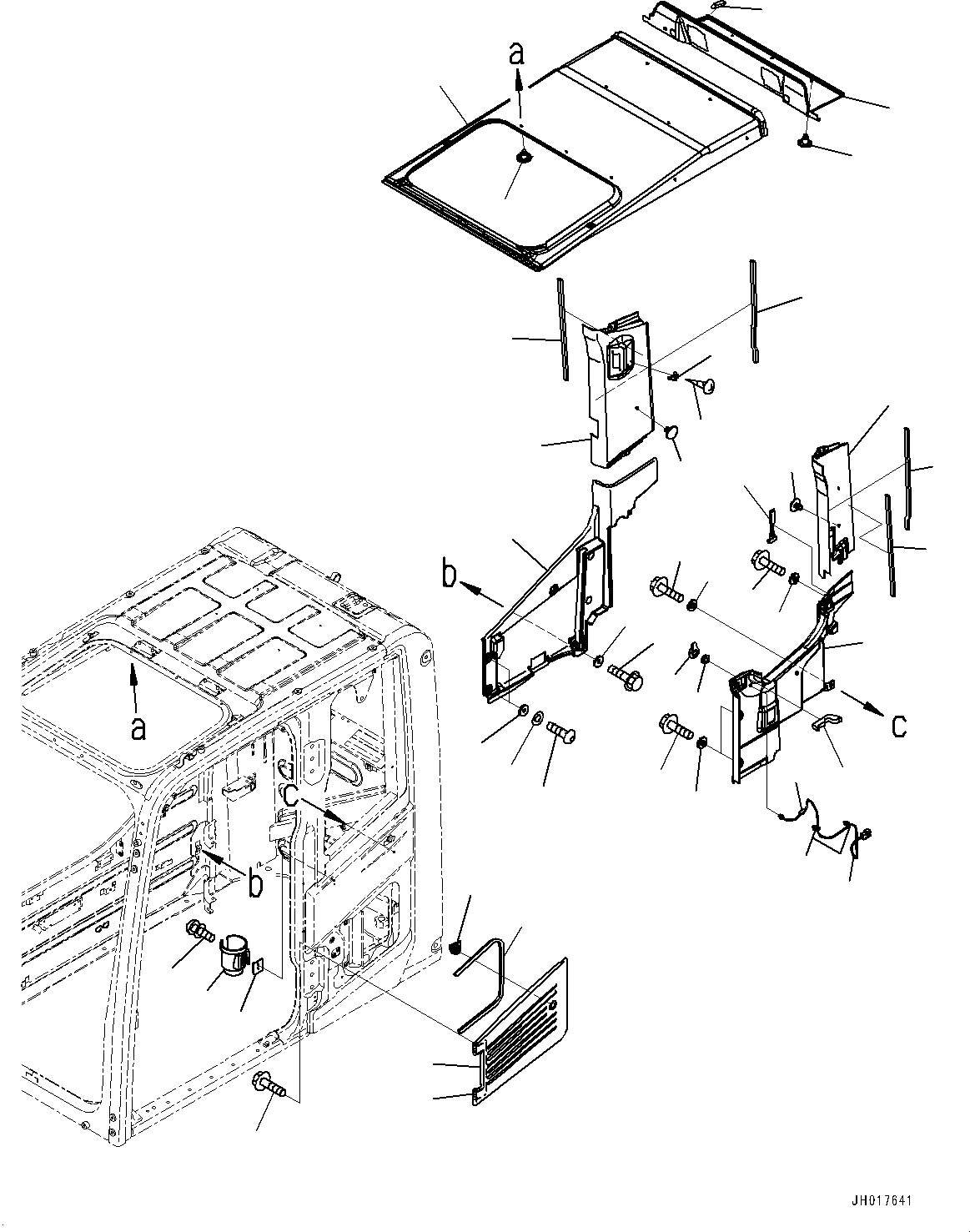 Komatsu parts book diagram for PC170LC-10 S/N 30001-UP: CAB, ROOF COVER, HANGER, DRINK HOLDER AND AIR INTAKE (#30913-)