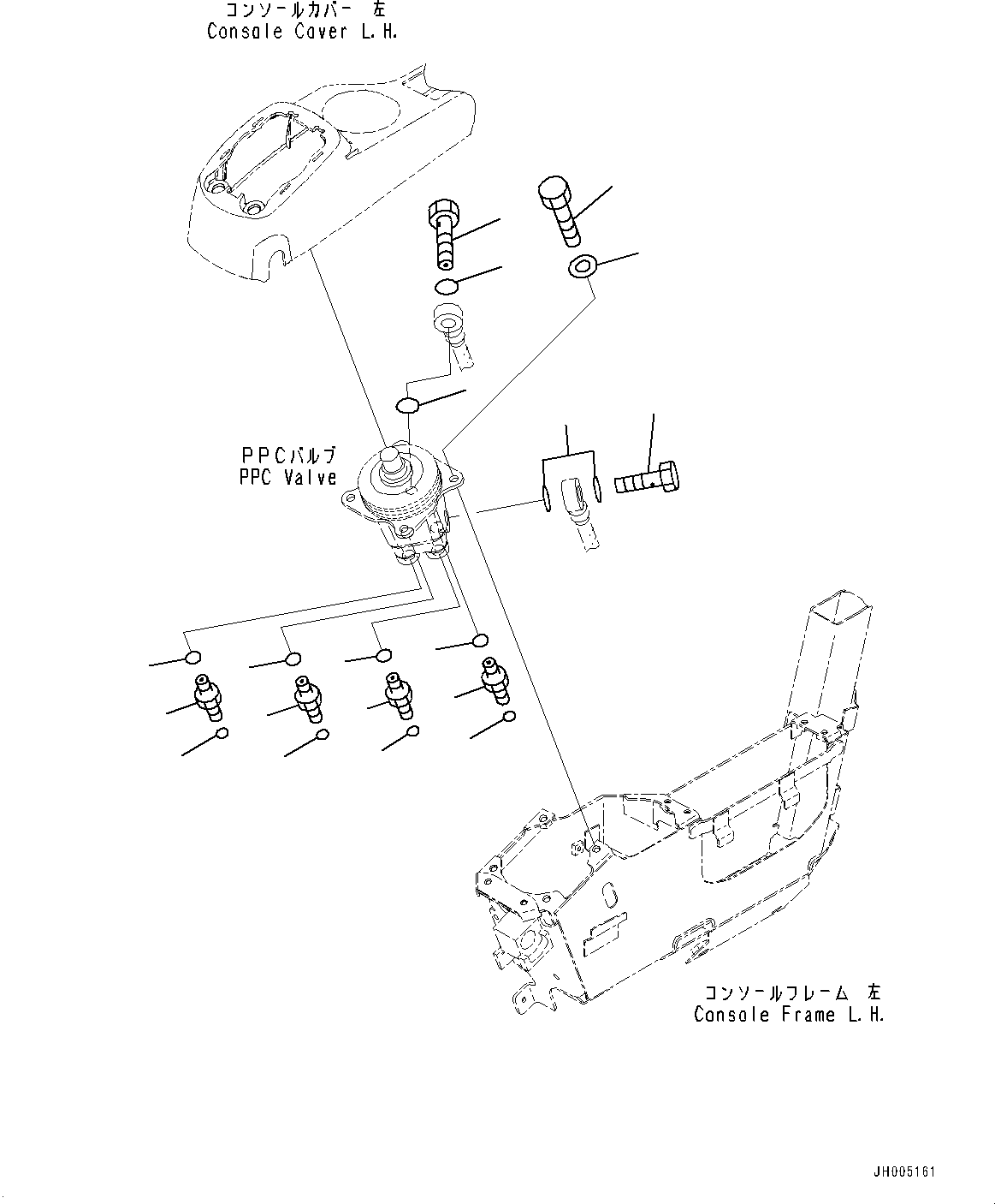 Komatsu parts book diagram for PC170LC-10 S/N 30001-UP: CAB, FLOOR, PPC VALVE MOUNTING FOR WORK EQUIPMENT, L.H. (#30001-)