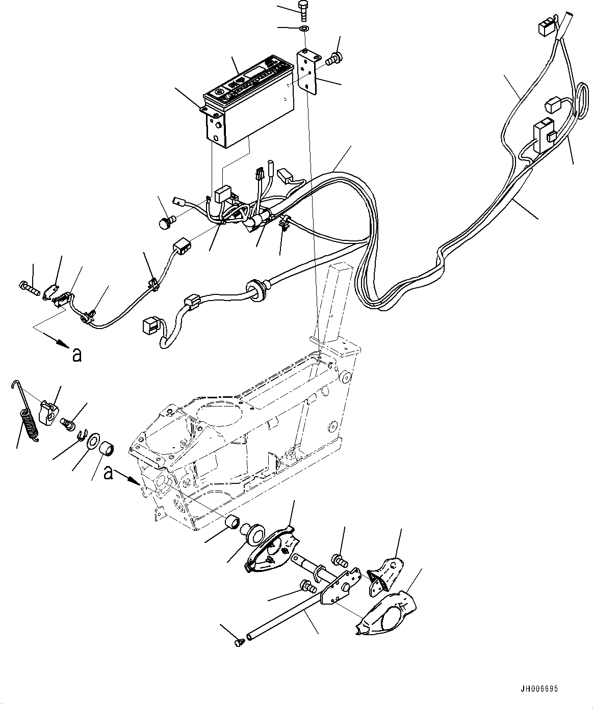 Komatsu parts book diagram for PC170LC-10 S/N 30001-UP: CAB, FLOOR, RADIO AND WORK EQUIPMENT LOCK LEVER (#30001-)