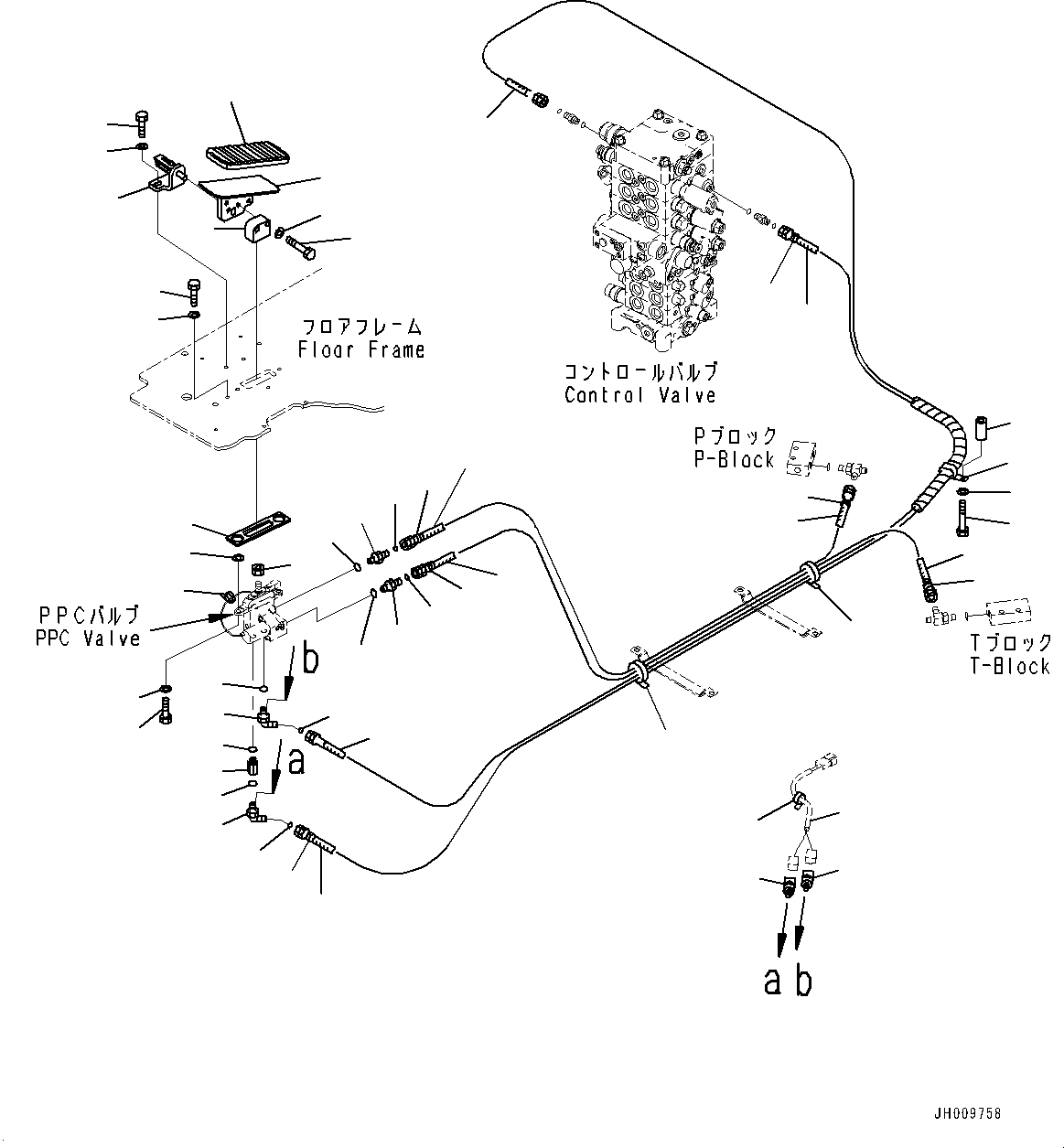 Komatsu parts book diagram for PC170LC-10 S/N 30001-UP: CAB, FLOOR, 1ST ATTACHMENT CONTROL (#30001-)