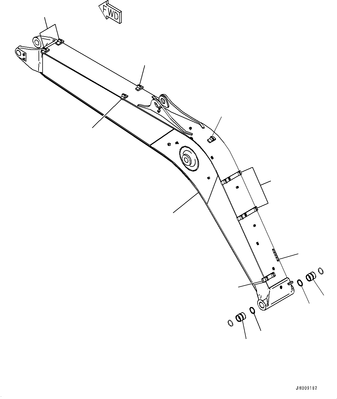 Komatsu parts book diagram for PC170LC-10 S/N 30001-UP: BOOM, BOOM AND BUSHING (#30001-)