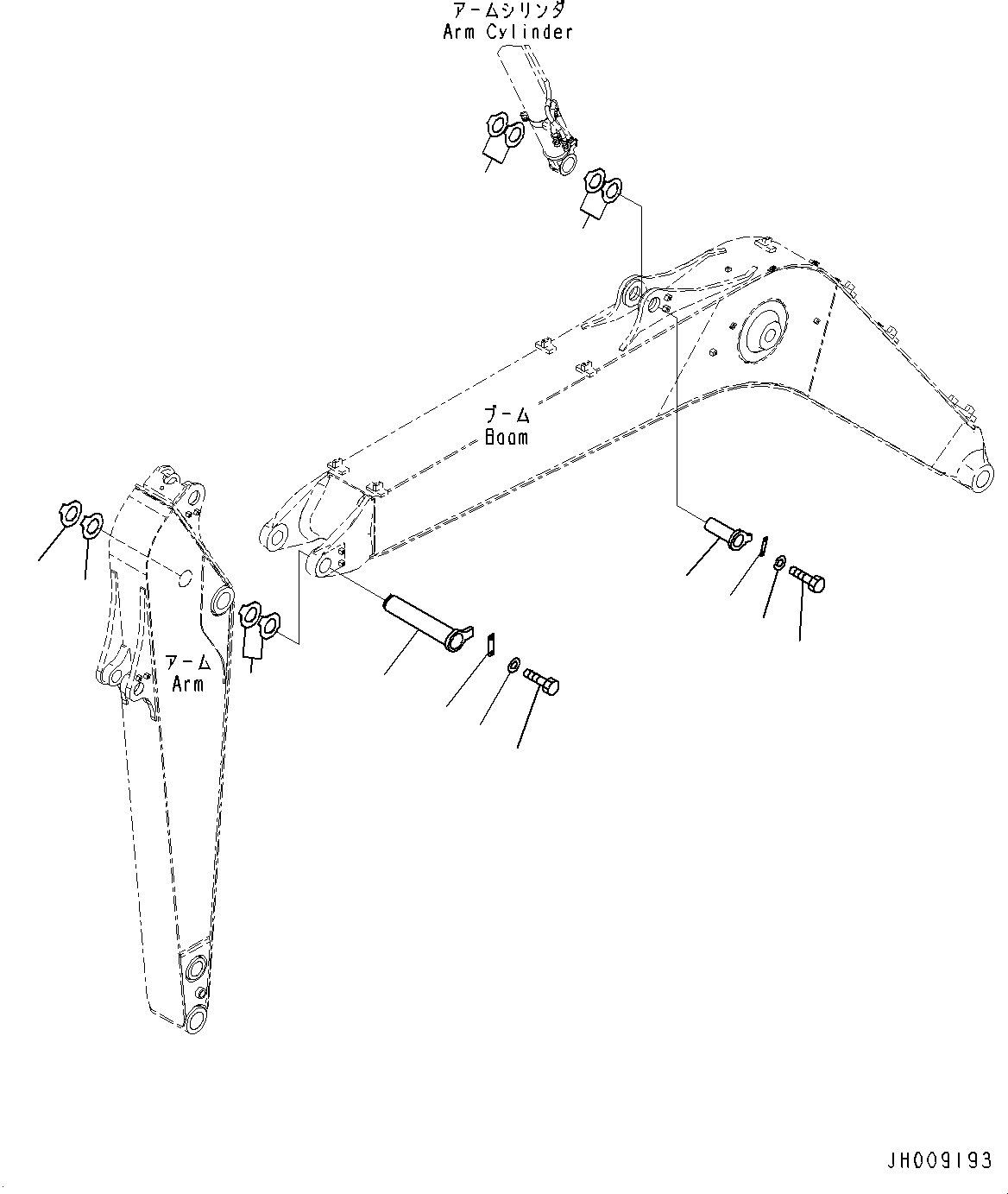 Komatsu parts book diagram for PC170LC-10 S/N 30001-UP: BOOM, TOP PIN AND BOTTOM PIN (#30001-)
