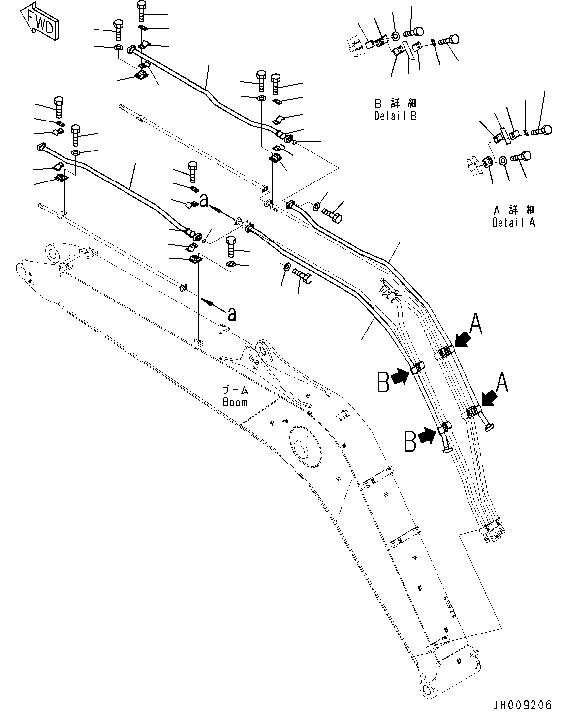Komatsu parts book diagram for PC170LC-10 S/N 30001-UP: BOOM, ADDITIONAL PIPING (#30001-)